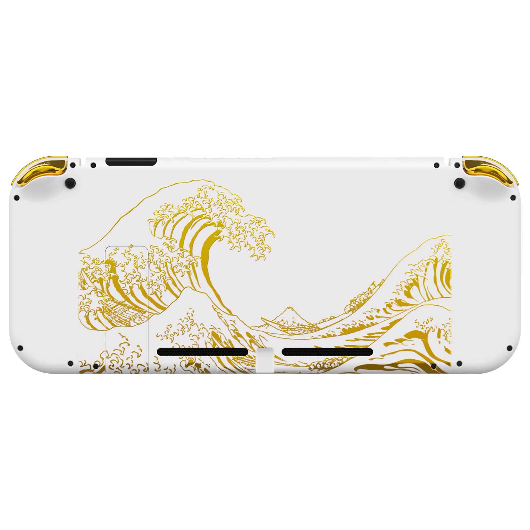 eXtremeRate Replacement Full Set Shells with Buttons for Nintendo Switch - The Great GOLDEN Wave Off Kanagawa - White - Image 5