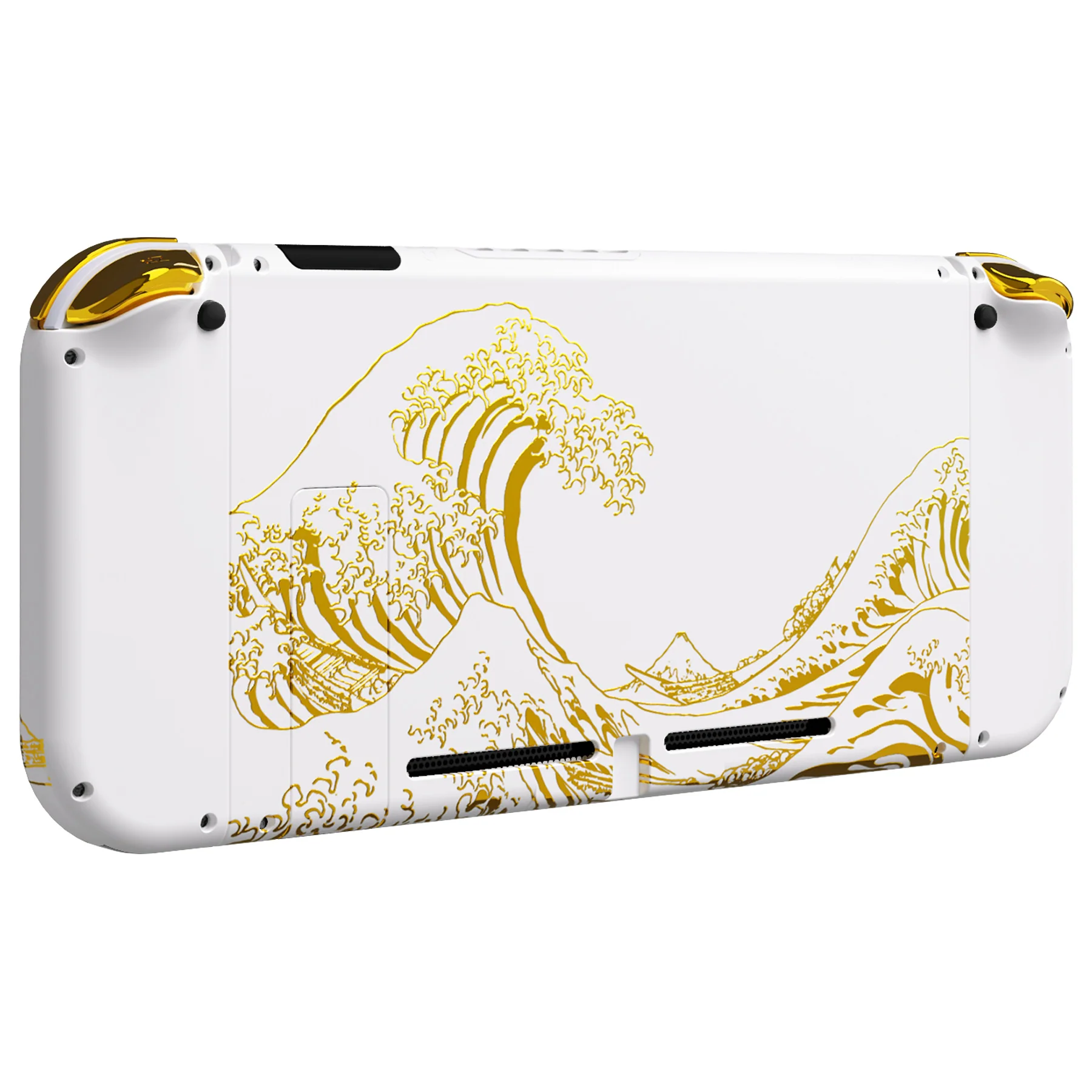 eXtremeRate Replacement Full Set Shells with Buttons for Nintendo Switch - The Great GOLDEN Wave Off Kanagawa - White - Image 7