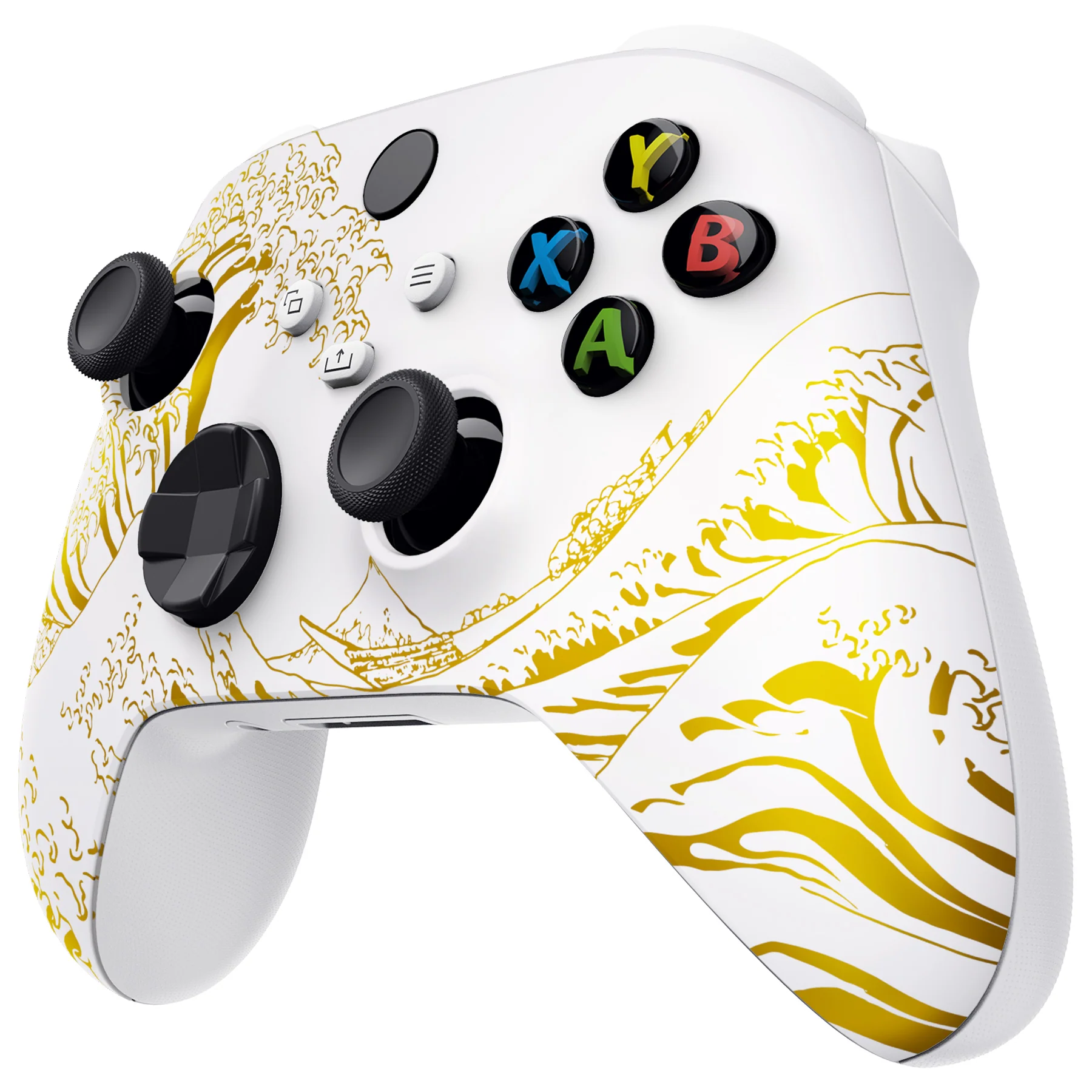 eXtremeRate Replacement Front Housing Shell for Xbox Series X & S Controller - The Great GOLDEN Wave Off Kanagawa - White - Image 4