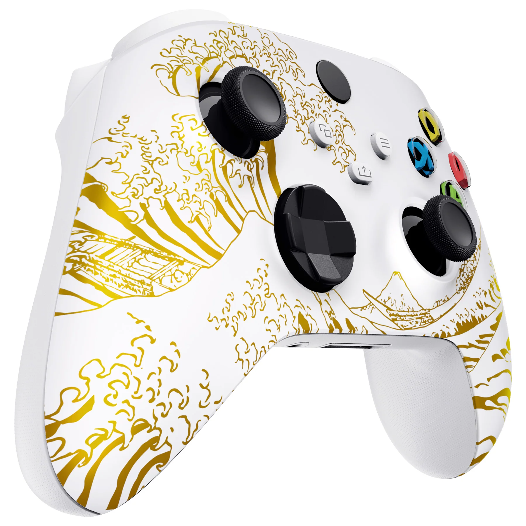 eXtremeRate Replacement Front Housing Shell for Xbox Series X & S Controller - The Great GOLDEN Wave Off Kanagawa - White - Image 5