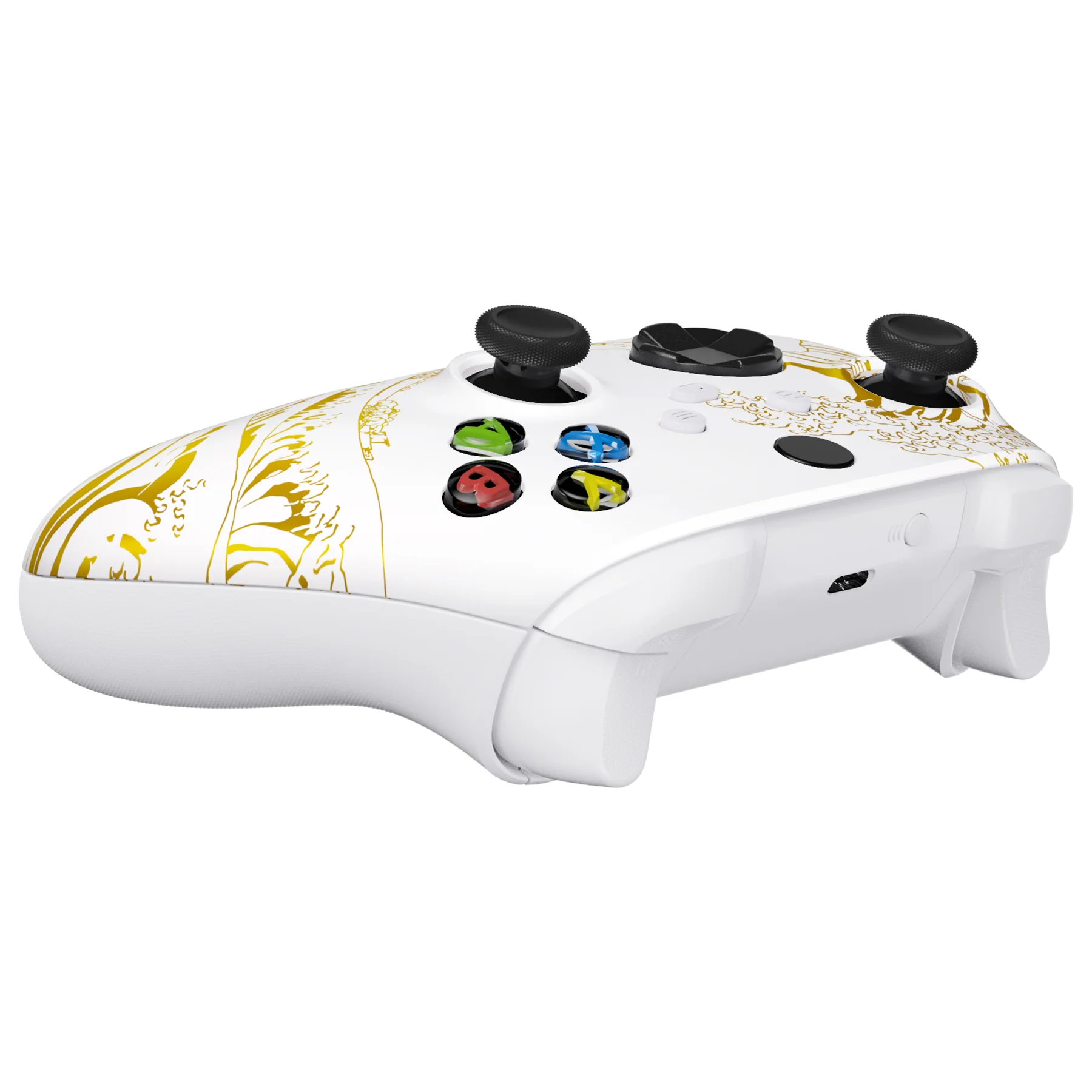 eXtremeRate Replacement Front Housing Shell for Xbox Series X & S Controller - The Great GOLDEN Wave Off Kanagawa - White - Image 6