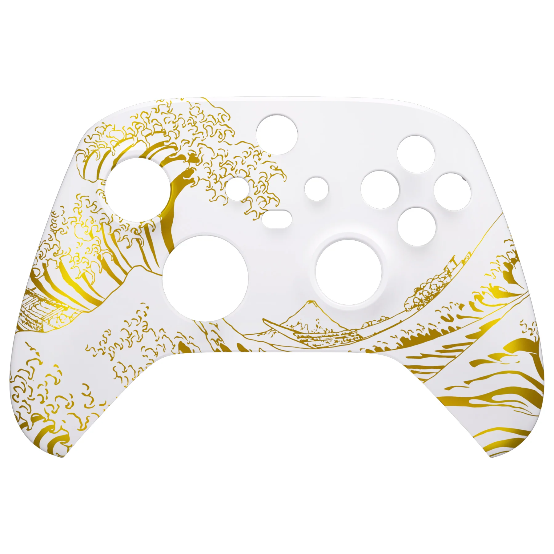eXtremeRate Replacement Front Housing Shell for Xbox Series X & S Controller - The Great GOLDEN Wave Off Kanagawa - White - Image 7