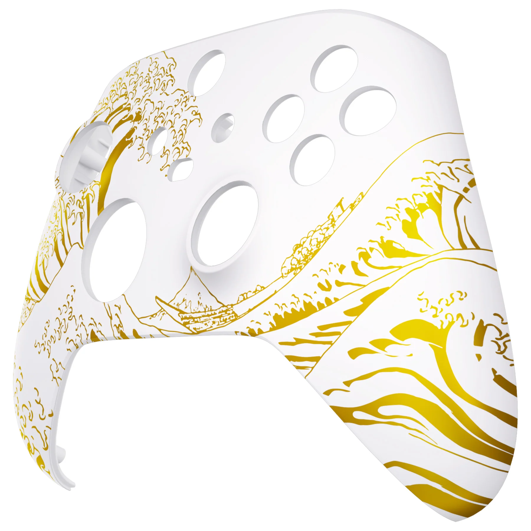 eXtremeRate Replacement Front Housing Shell for Xbox Series X & S Controller - The Great GOLDEN Wave Off Kanagawa - White - Image 8
