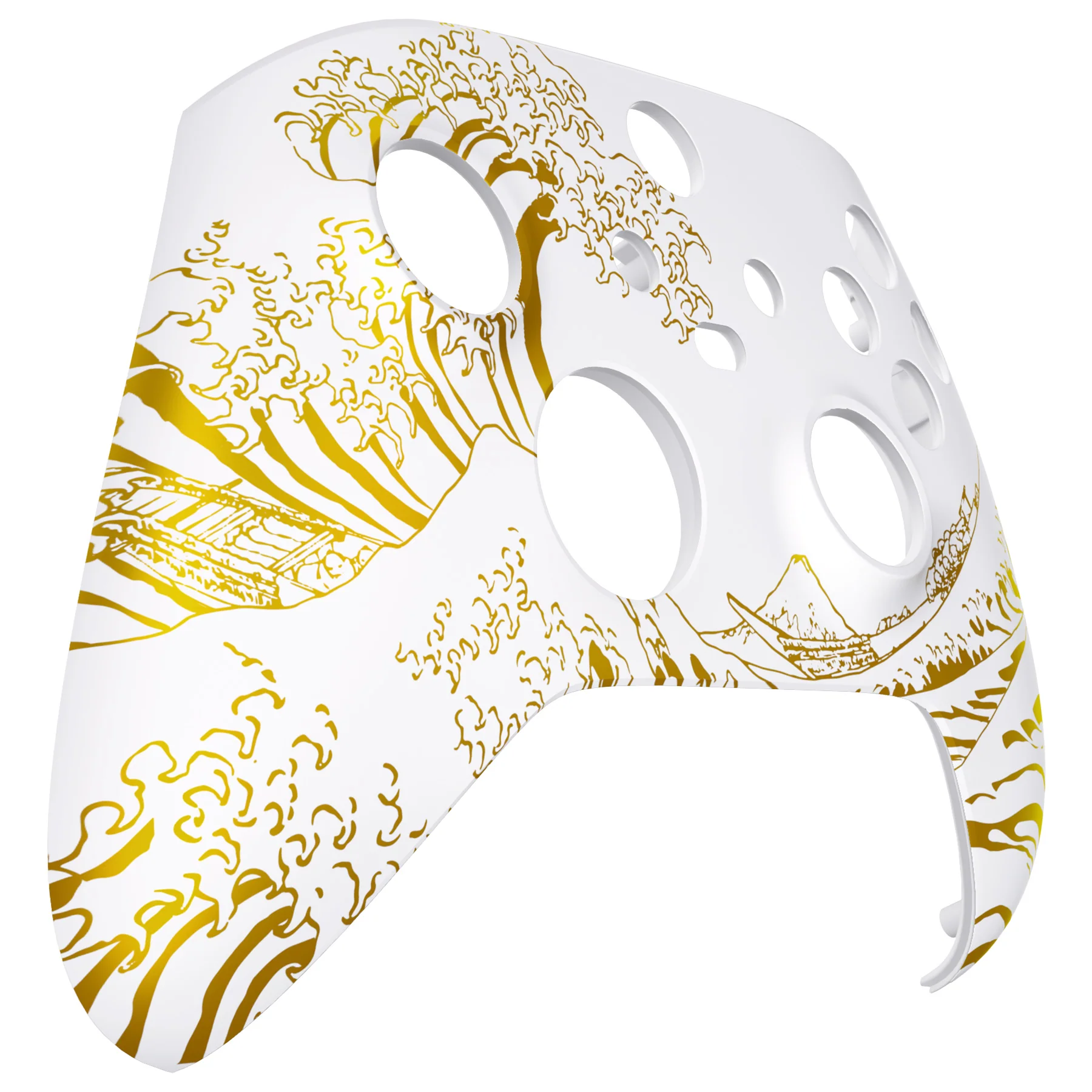 eXtremeRate Replacement Front Housing Shell for Xbox Series X & S Controller - The Great GOLDEN Wave Off Kanagawa - White - Image 9