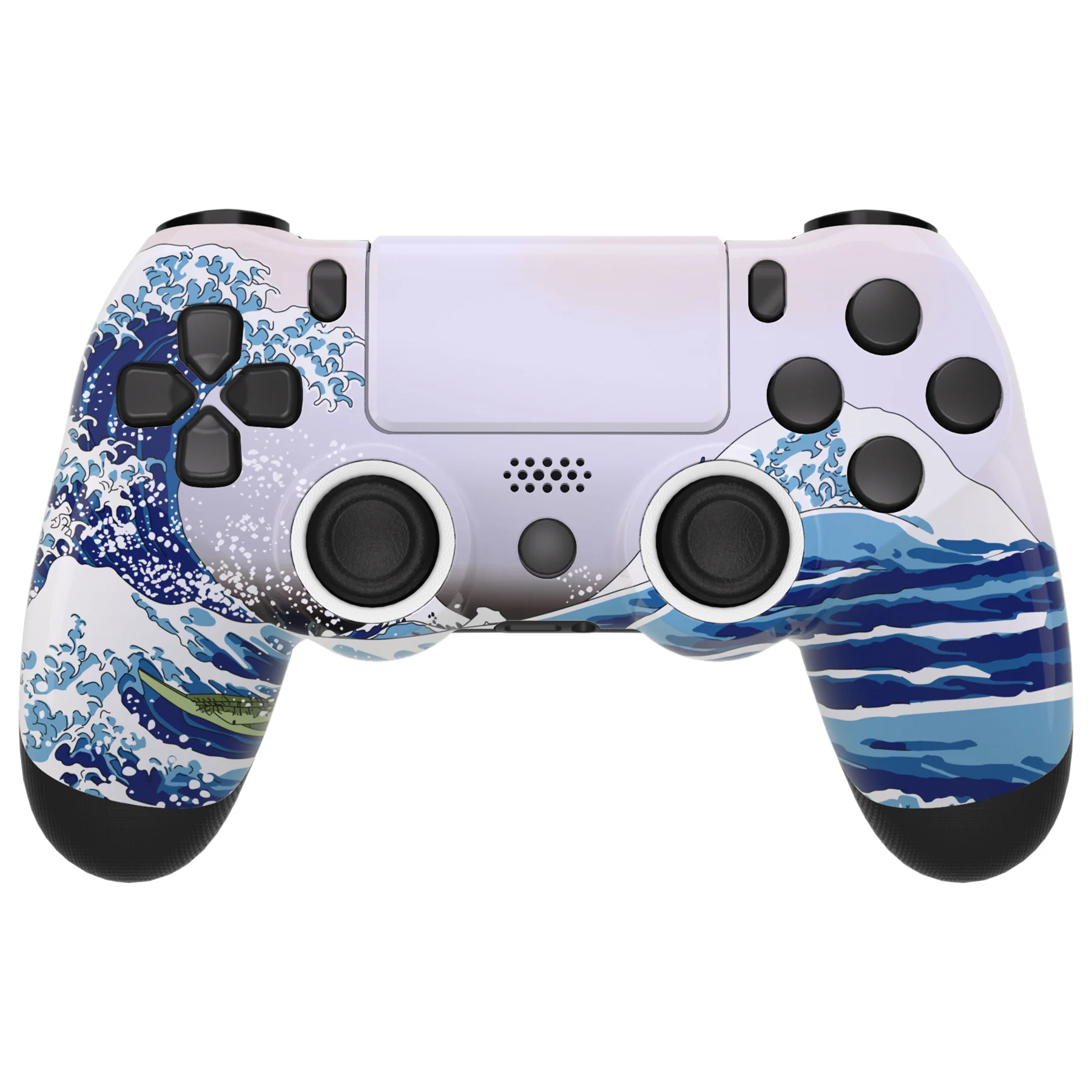 eXtremeRate Ghost Redesigned Front Housing Shell with Touch Pad Compatible with PS4 Slim Pro Controller JDM-040/050/055 - The Great Wave - Image 2