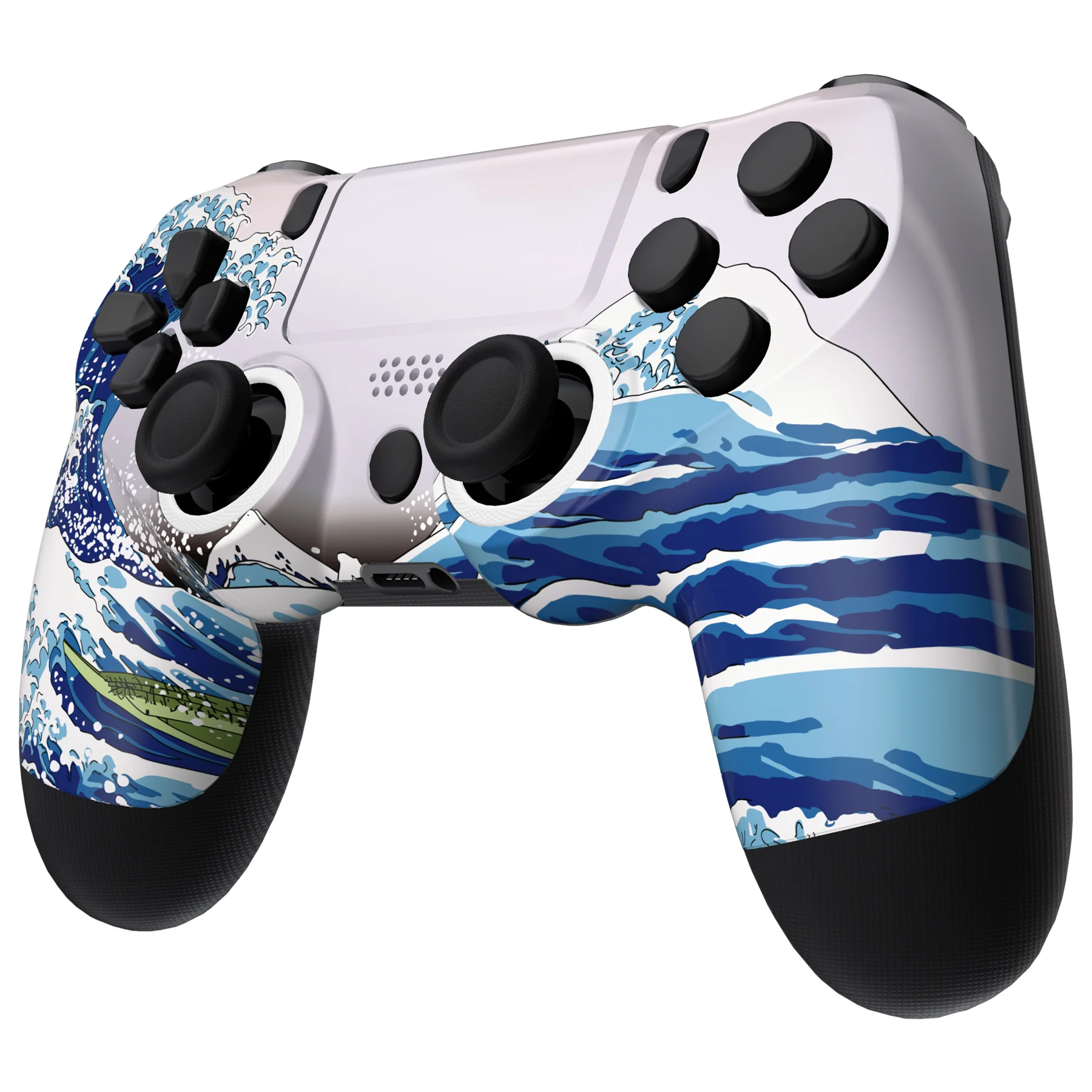 eXtremeRate Ghost Redesigned Front Housing Shell with Touch Pad Compatible with PS4 Slim Pro Controller JDM-040/050/055 - The Great Wave - Image 4