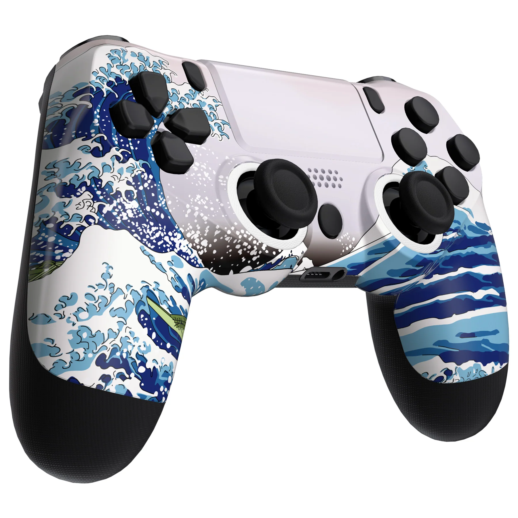 eXtremeRate Ghost Redesigned Front Housing Shell with Touch Pad Compatible with PS4 Slim Pro Controller JDM-040/050/055 - The Great Wave - Image 5