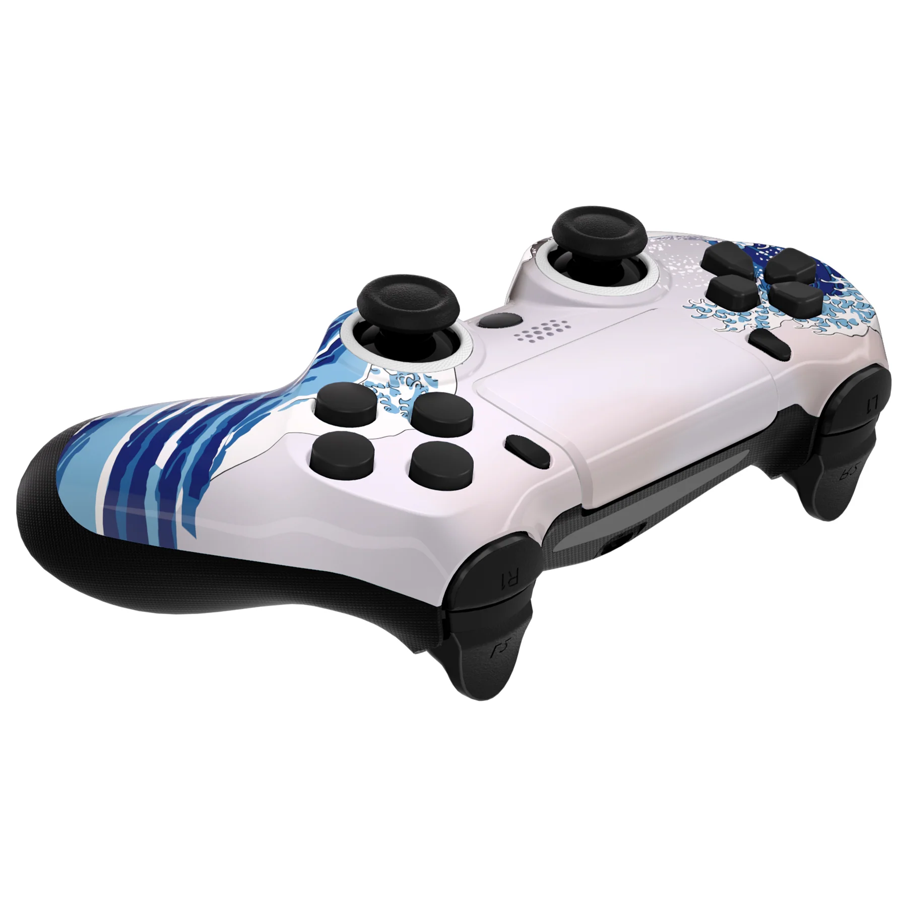 eXtremeRate Ghost Redesigned Front Housing Shell with Touch Pad Compatible with PS4 Slim Pro Controller JDM-040/050/055 - The Great Wave - Image 6