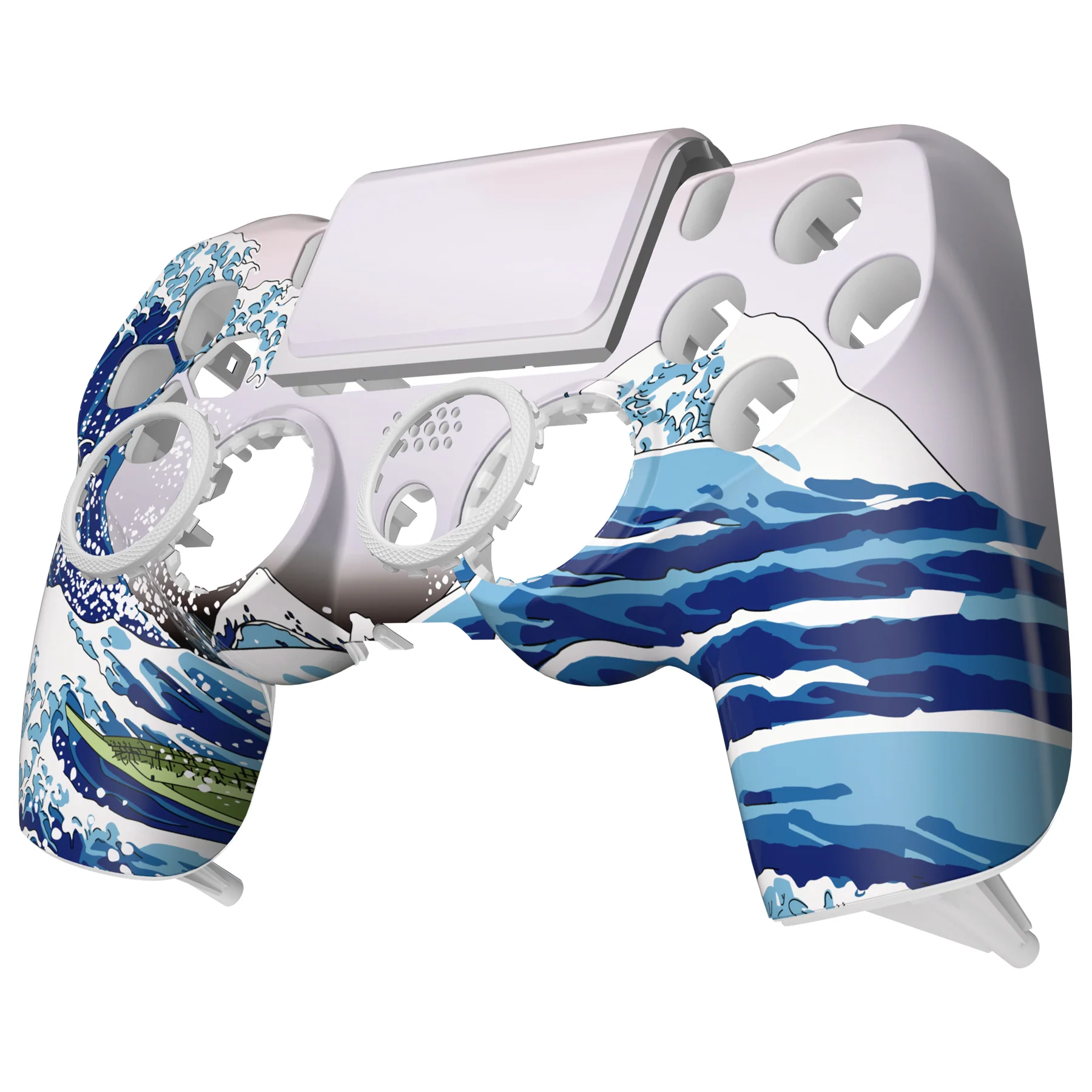 eXtremeRate Ghost Redesigned Front Housing Shell with Touch Pad Compatible with PS4 Slim Pro Controller JDM-040/050/055 - The Great Wave - Image 8