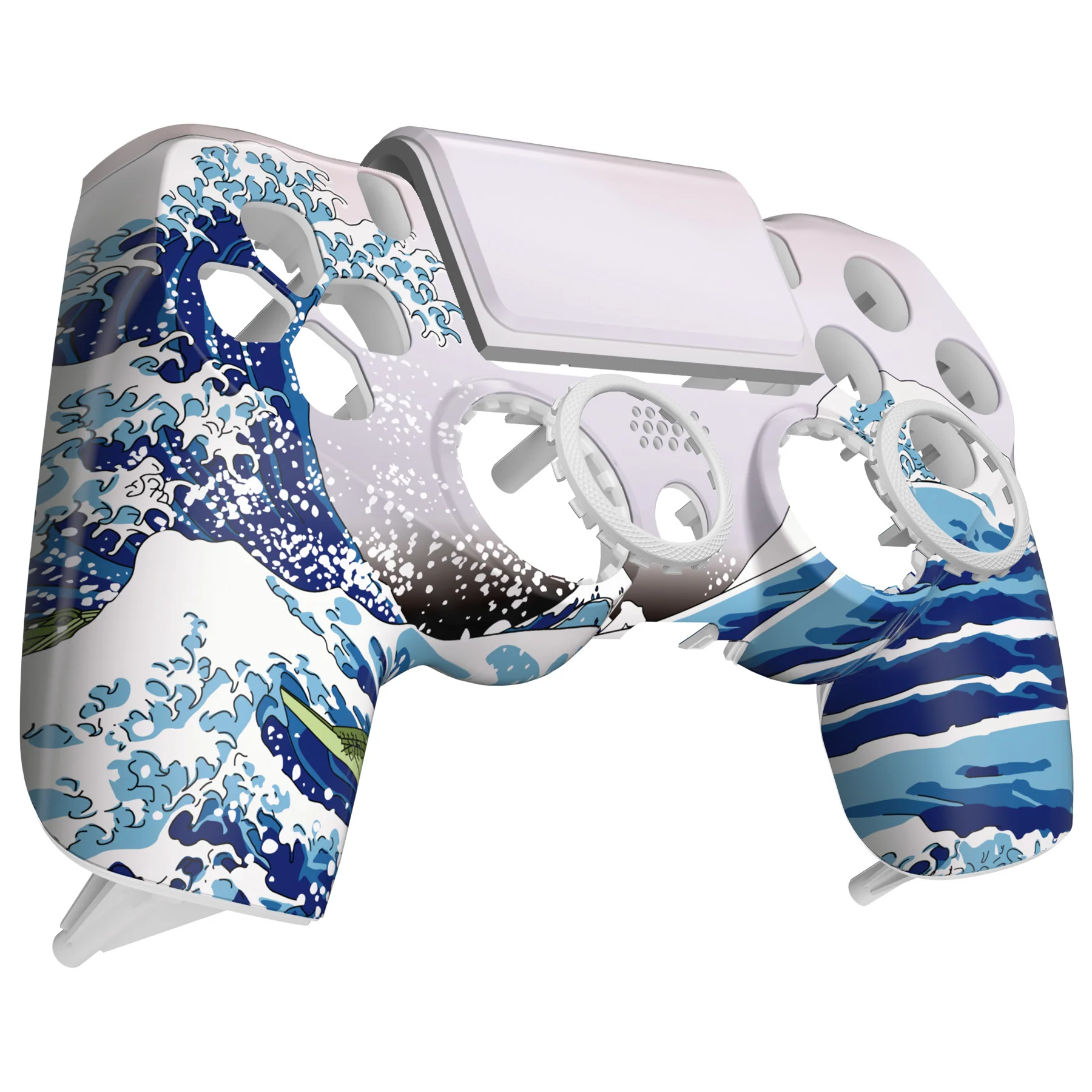 eXtremeRate Ghost Redesigned Front Housing Shell with Touch Pad Compatible with PS4 Slim Pro Controller JDM-040/050/055 - The Great Wave - Image 9