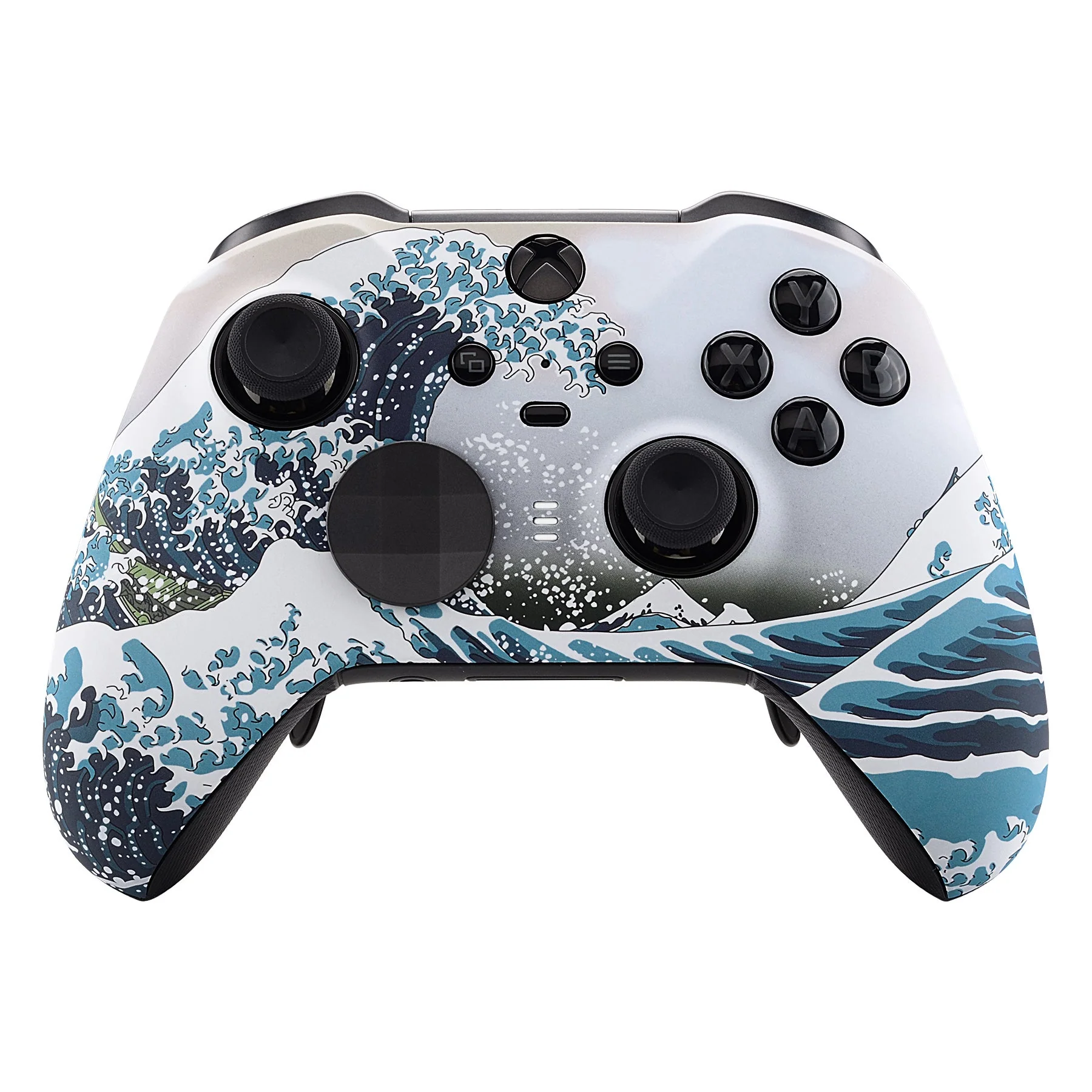 eXtremeRate Replacement Front Housing Shell Case with Accent Rings for Xbox One Elite Series 2 & Elite 2 Core Controller (Model 1797) - The Great Wave - Image 2