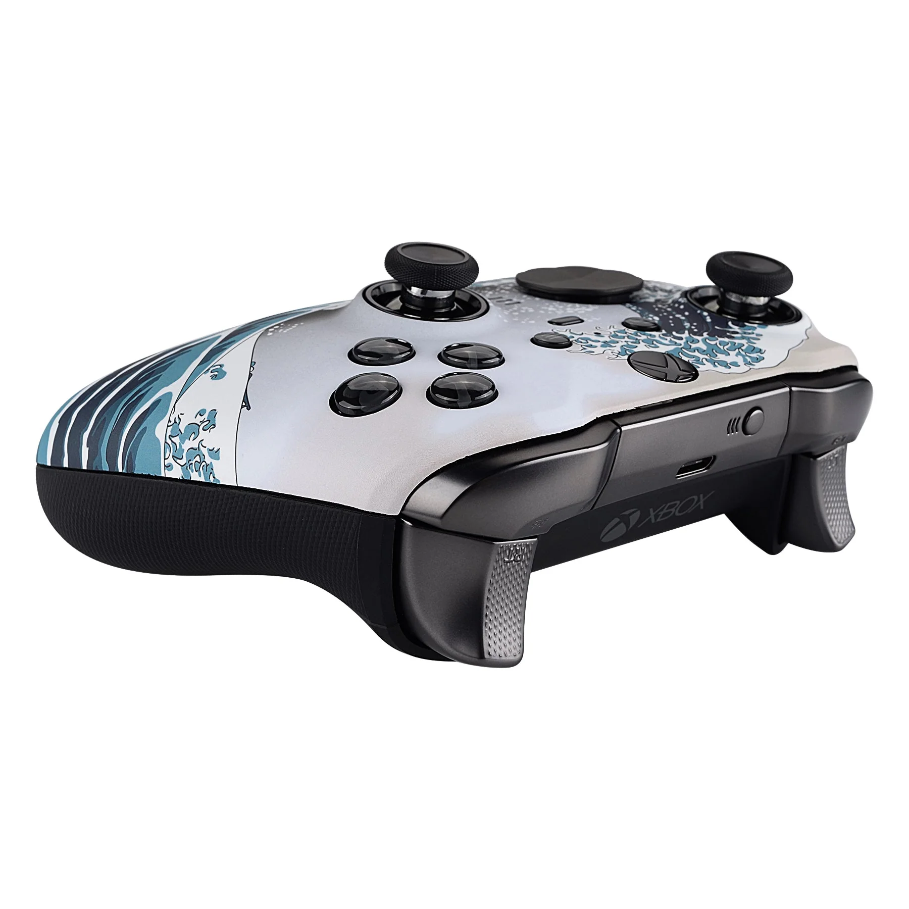 eXtremeRate Replacement Front Housing Shell Case with Accent Rings for Xbox One Elite Series 2 & Elite 2 Core Controller (Model 1797) - The Great Wave - Image 7
