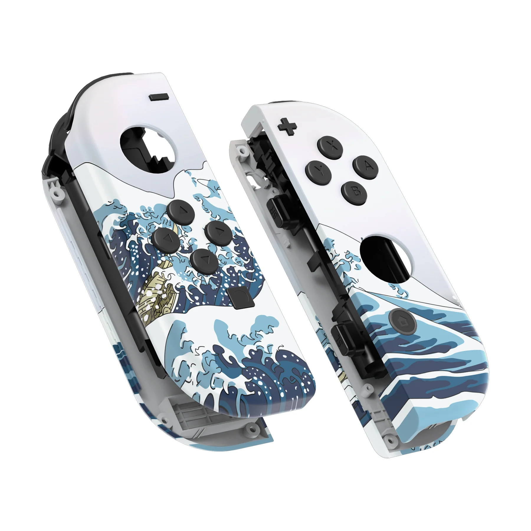 eXtremeRate Replacement Full Set Shell Case with Buttons for Joycon of NS Switch - The Great Wave Patterned - Image 11