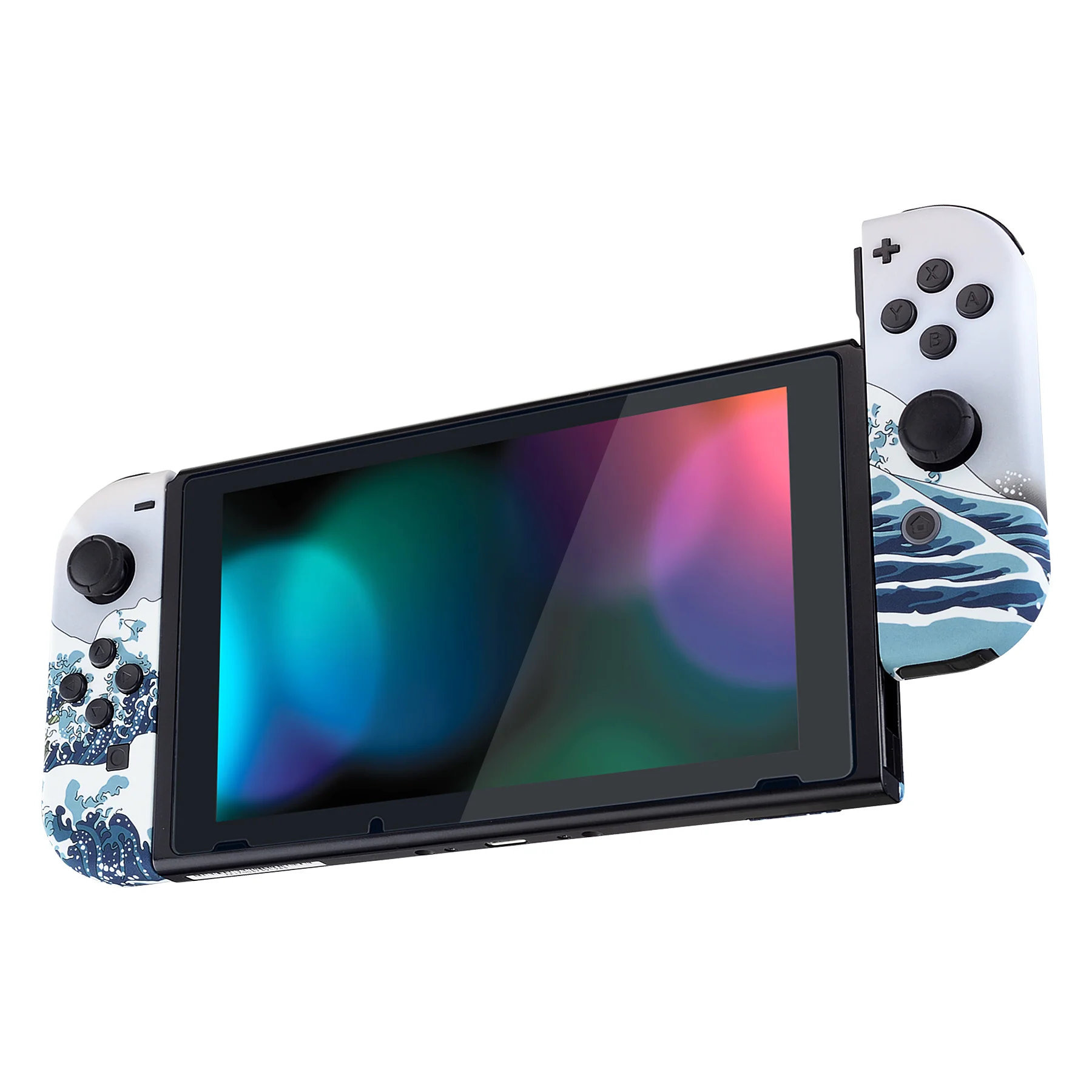 eXtremeRate Replacement Full Set Shell Case with Buttons for Joycon of NS Switch - The Great Wave Patterned - Image 5