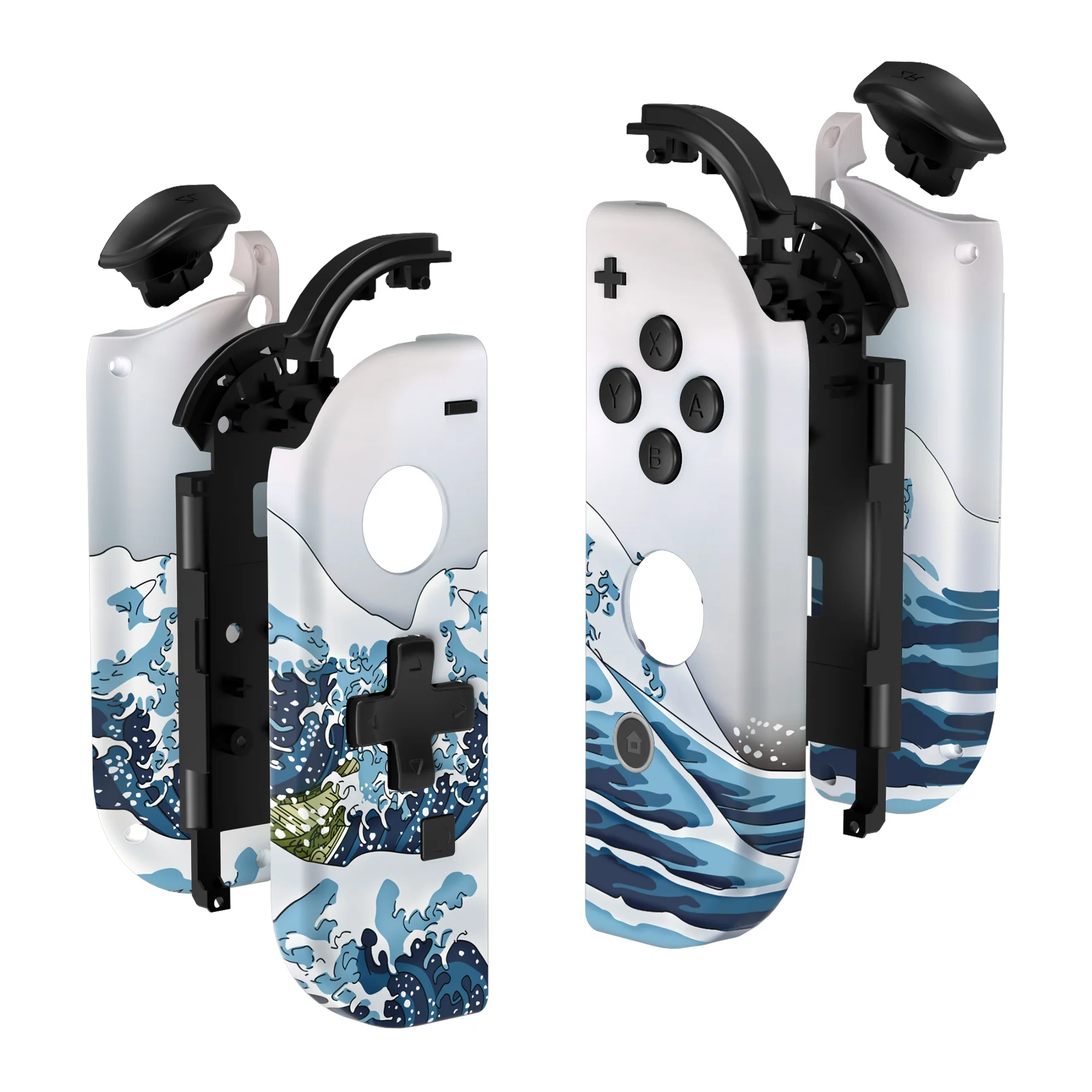eXtremeRate Dpad Version Replacement Full Set Shell Case with Buttons for Joycon of NS Switch - The Great Wave - Image 11