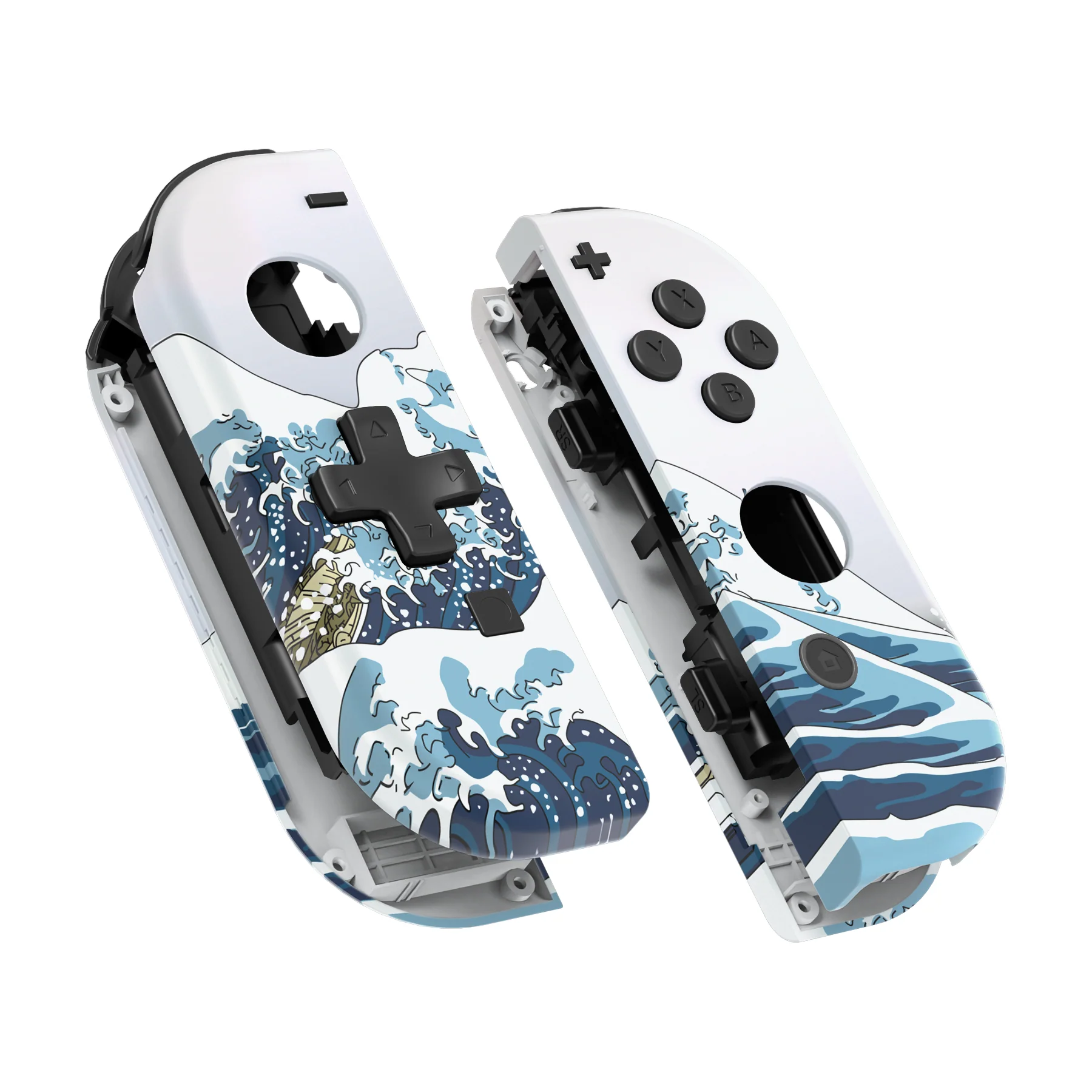 eXtremeRate Dpad Version Replacement Full Set Shell Case with Buttons for Joycon of NS Switch - The Great Wave - Image 12