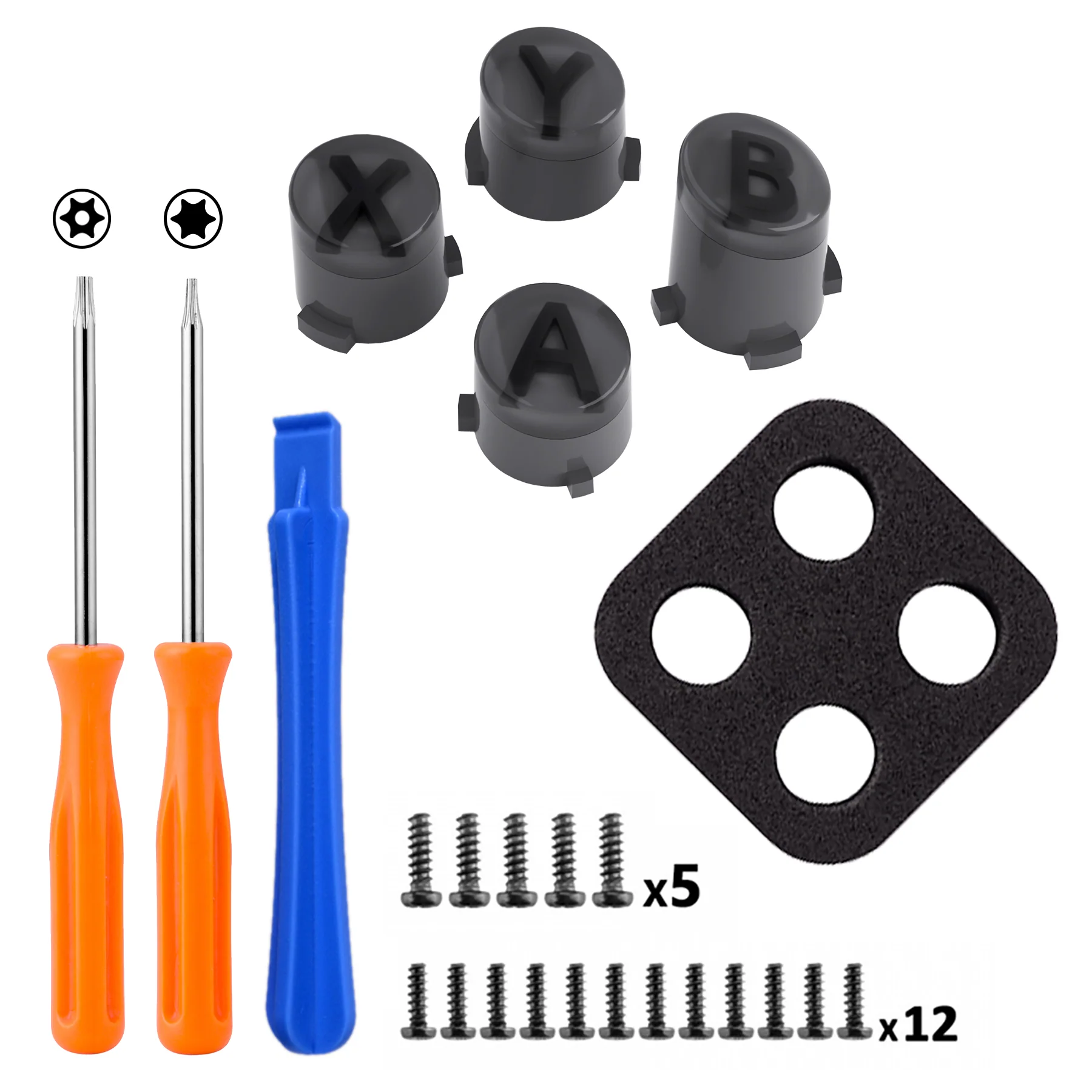 eXtremeRate Three-Tone ABXY Action Buttons with Classic Symbols for Xbox Series X/S Controller & Xbox One X/S & Xbox One Elite V1/V2 Controller - Classic Gray & Clear & Dark Gray - Image 3