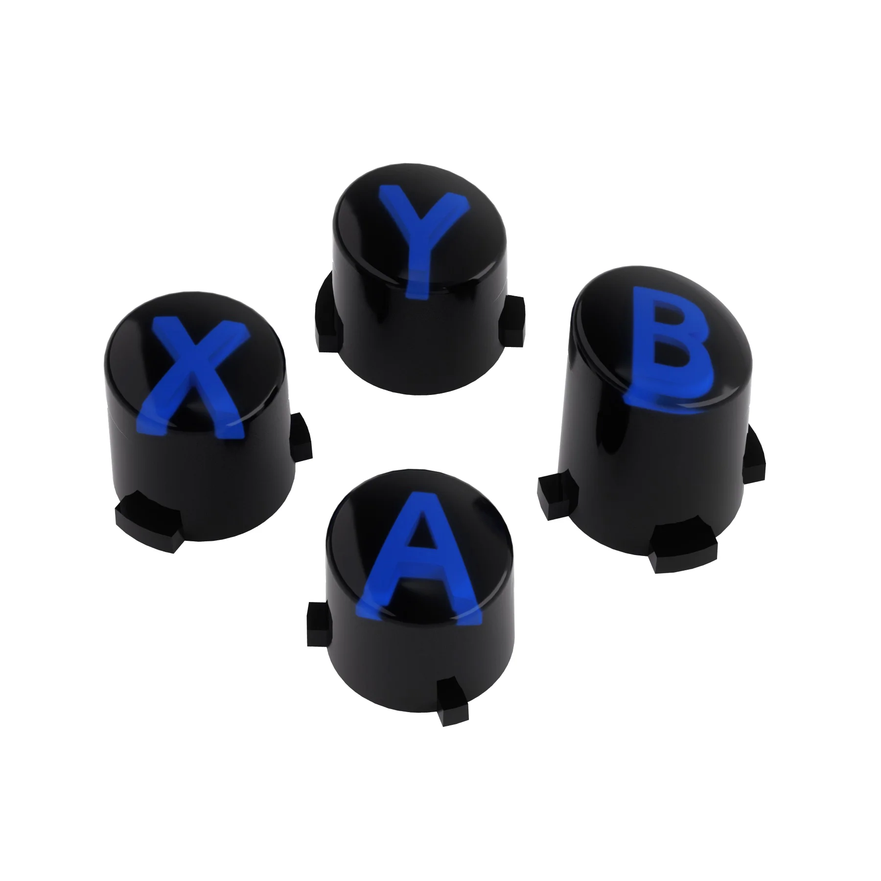 eXtremeRate Three-Tone ABXY Action Buttons with Classic Symbols for Xbox Series X/S Controller & Xbox One X/S & Xbox One Elite V1/V2 Controller - Black & Clear & Blue - Image 2