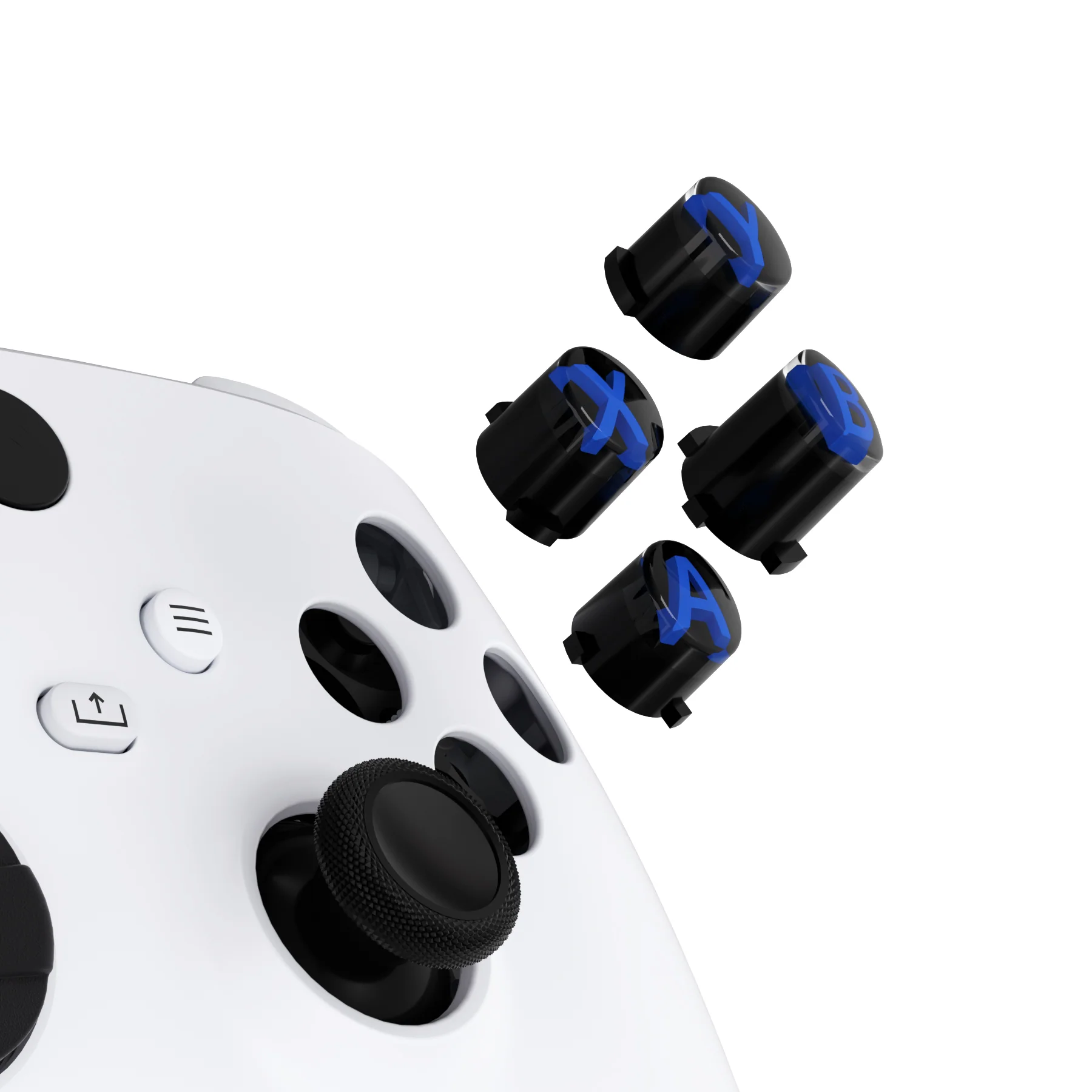 eXtremeRate Three-Tone ABXY Action Buttons with Classic Symbols for Xbox Series X/S Controller & Xbox One X/S & Xbox One Elite V1/V2 Controller - Black & Clear & Blue - Image 4