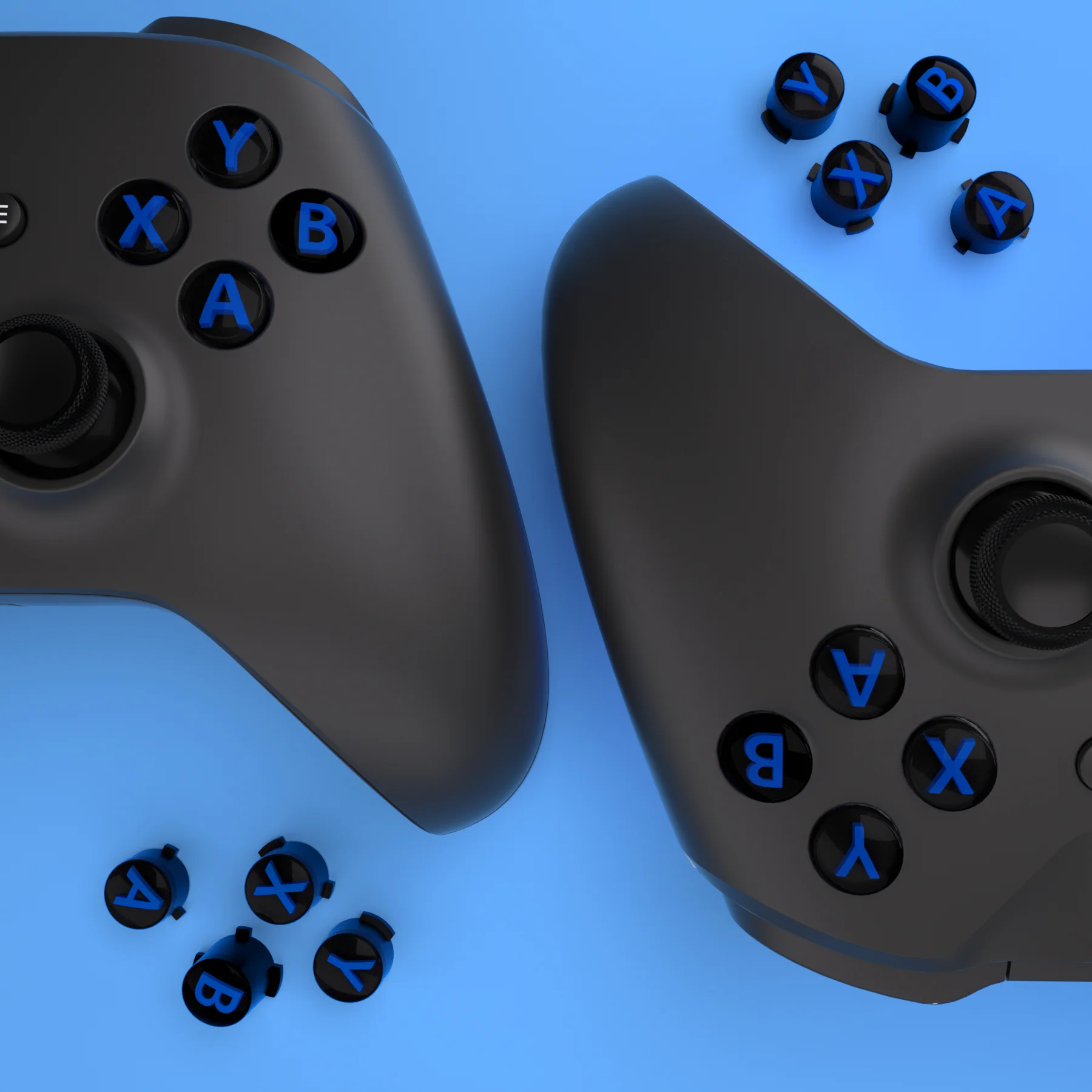 eXtremeRate Three-Tone ABXY Action Buttons with Classic Symbols for Xbox Series X/S Controller & Xbox One X/S & Xbox One Elite V1/V2 Controller - Black & Clear & Blue - Image 6