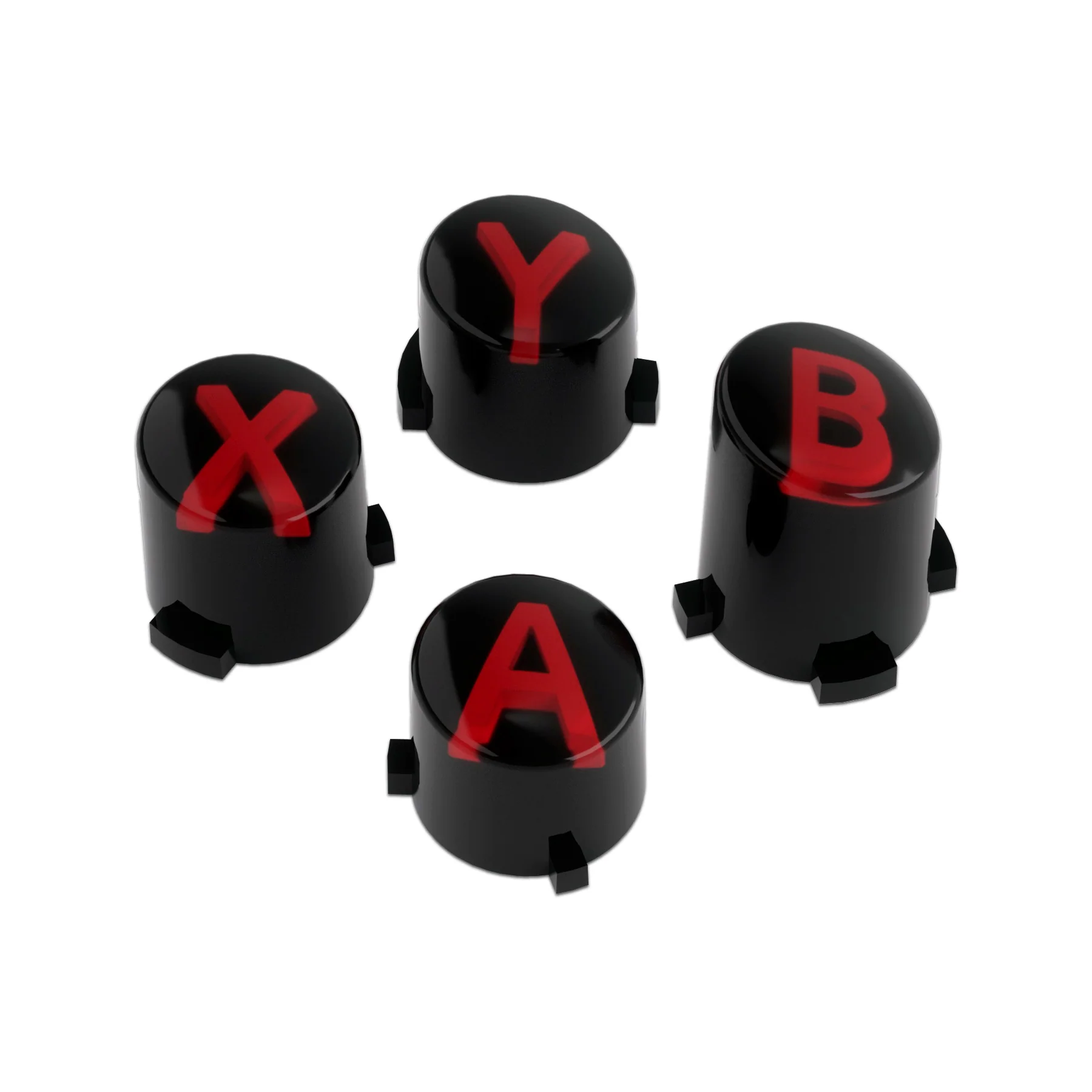 eXtremeRate Three-Tone ABXY Action Buttons with Classic Symbols for Xbox Series X/S Controller & Xbox One X/S & Xbox One Elite V1/V2 Controller - Black & Clear & Carmine Red - Image 2