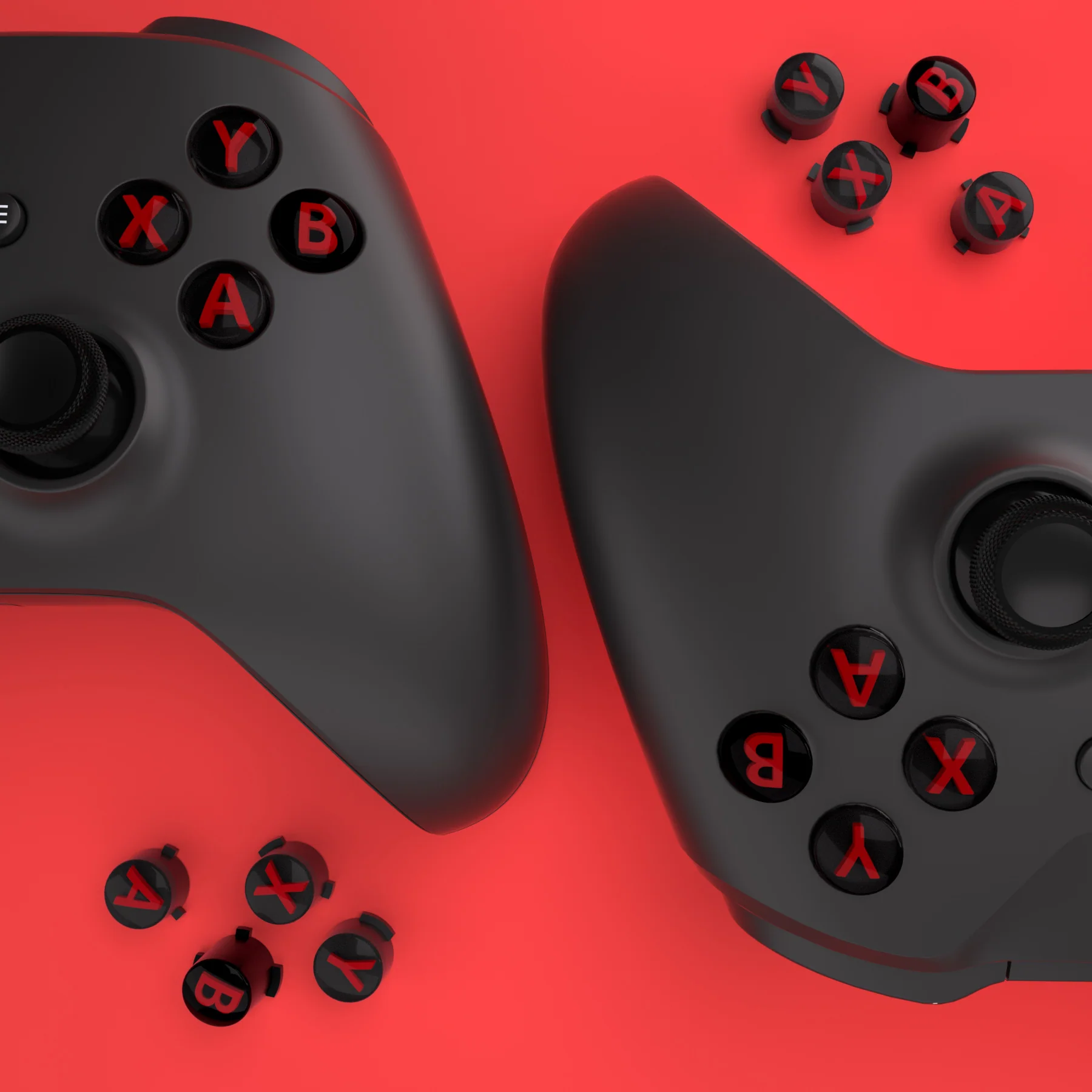 eXtremeRate Three-Tone ABXY Action Buttons with Classic Symbols for Xbox Series X/S Controller & Xbox One X/S & Xbox One Elite V1/V2 Controller - Black & Clear & Carmine Red - Image 6