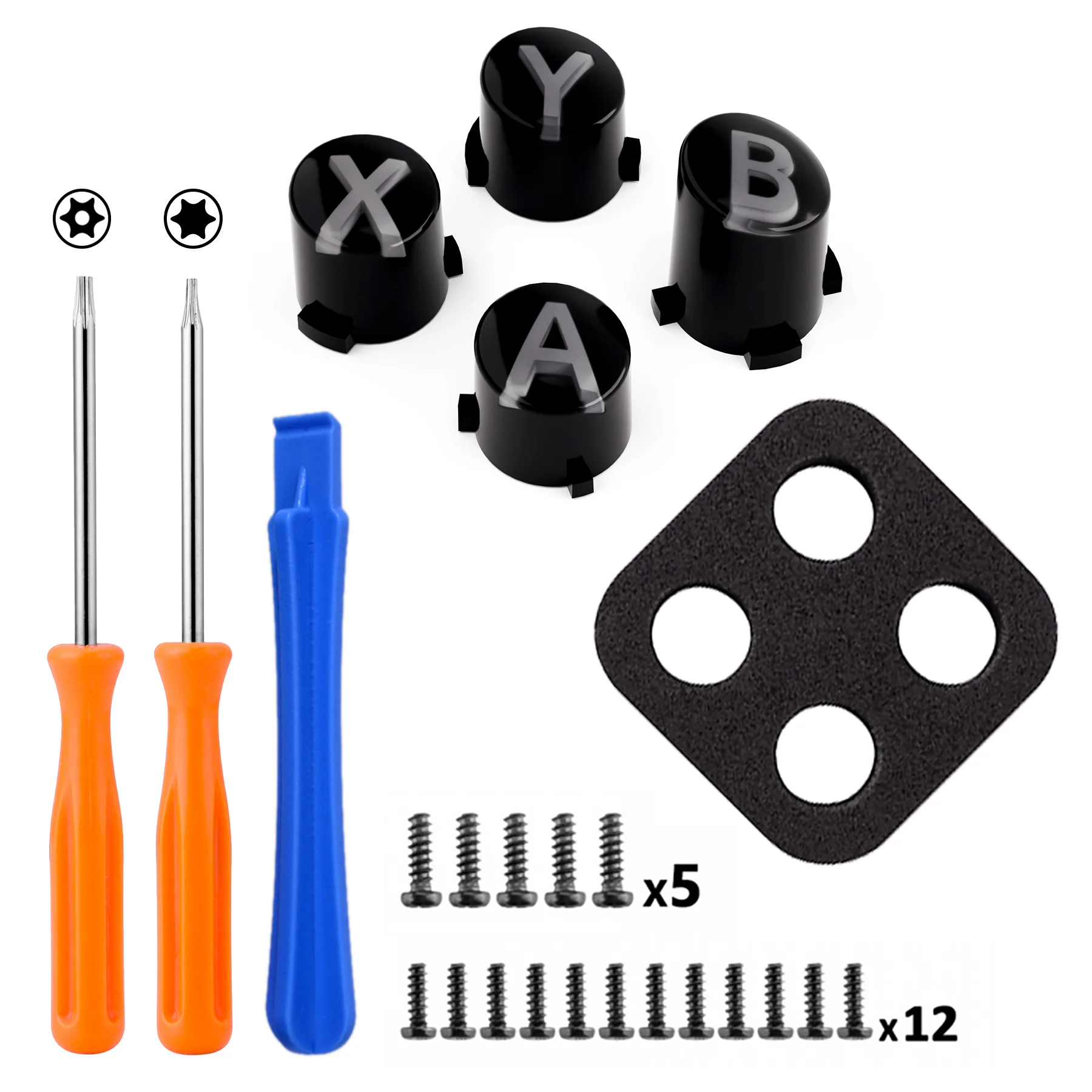 eXtremeRate Three-Tone ABXY Action Buttons with Classic Symbols for Xbox Series X/S Controller & Xbox One X/S & Xbox One Elite V1/V2 Controller - Black & Clear & Classic Gray - Image 3