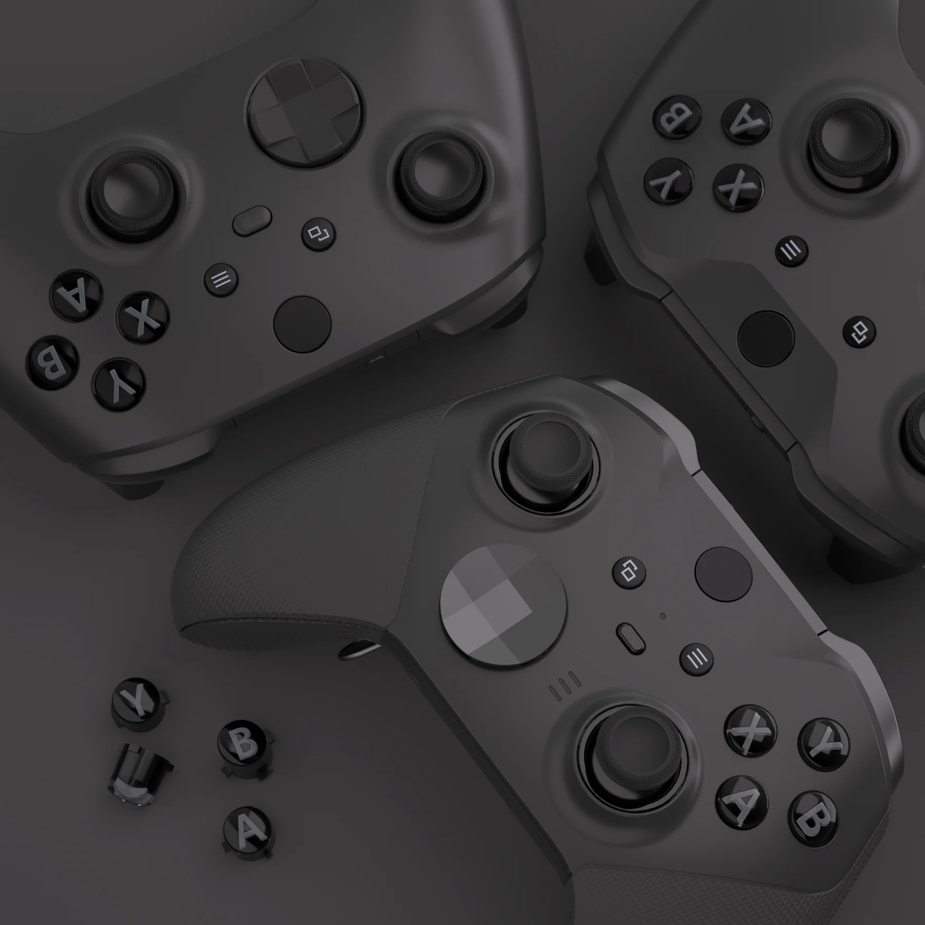 eXtremeRate Three-Tone ABXY Action Buttons with Classic Symbols for Xbox Series X/S Controller & Xbox One X/S & Xbox One Elite V1/V2 Controller - Black & Clear & Classic Gray - Image 7