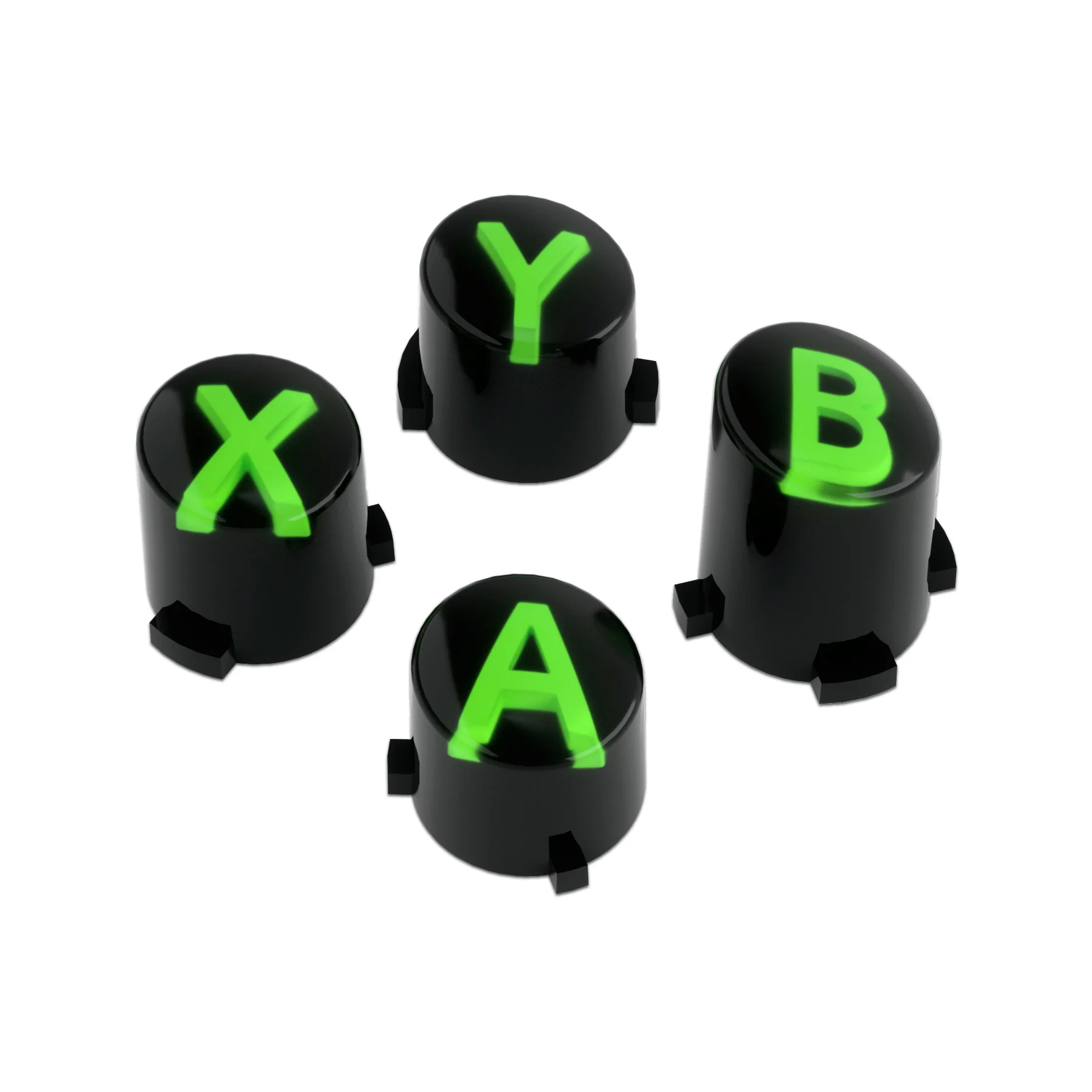 eXtremeRate Three-Tone ABXY Action Buttons with Classic Symbols for Xbox Series X/S Controller & Xbox One X/S & Xbox One Elite V1/V2 Controller - Black & Clear & Green - Image 2