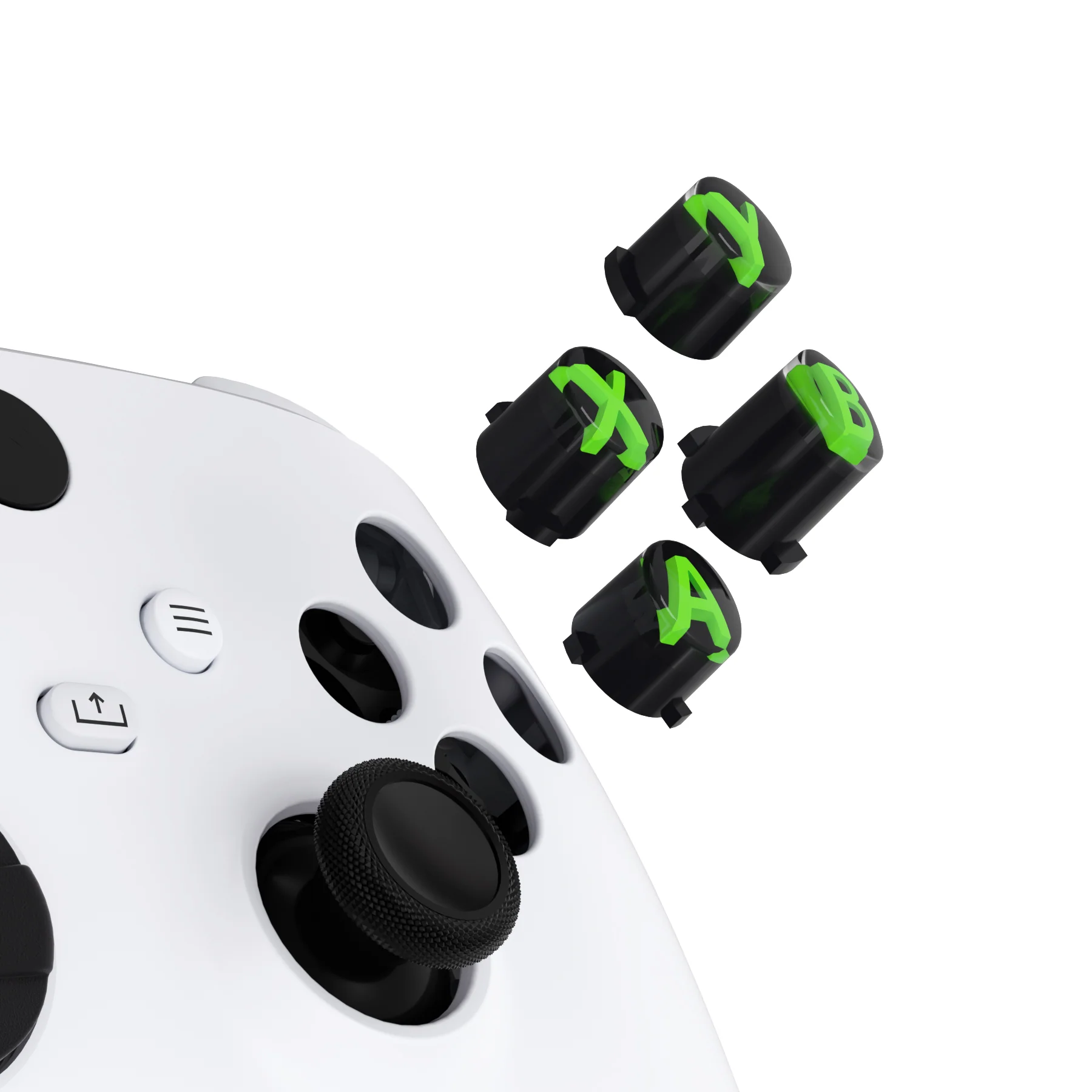 eXtremeRate Three-Tone ABXY Action Buttons with Classic Symbols for Xbox Series X/S Controller & Xbox One X/S & Xbox One Elite V1/V2 Controller - Black & Clear & Green - Image 4