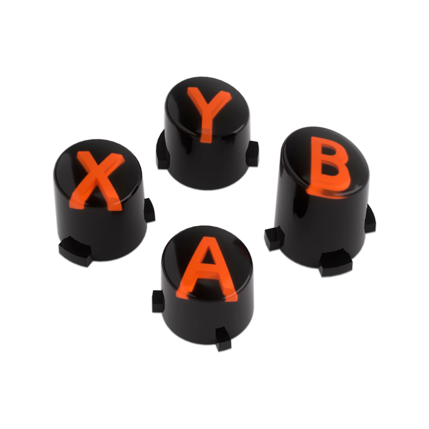 eXtremeRate Three-Tone ABXY Action Buttons with Classic Symbols for Xbox Series X/S Controller & Xbox One X/S & Xbox One Elite V1/V2 Controller - Black & Clear & Orange - Image 2
