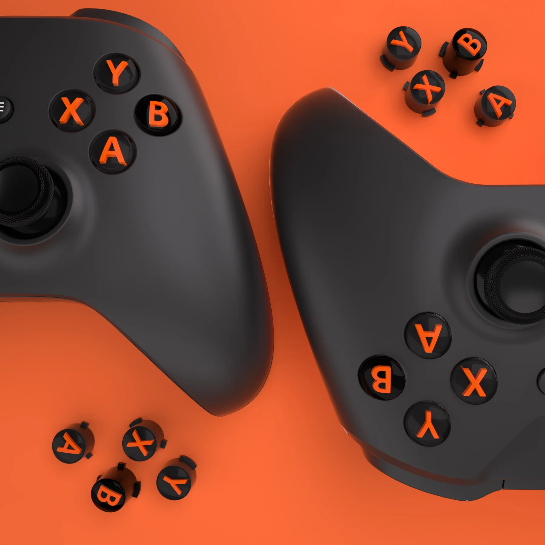 eXtremeRate Three-Tone ABXY Action Buttons with Classic Symbols for Xbox Series X/S Controller & Xbox One X/S & Xbox One Elite V1/V2 Controller - Black & Clear & Orange - Image 6