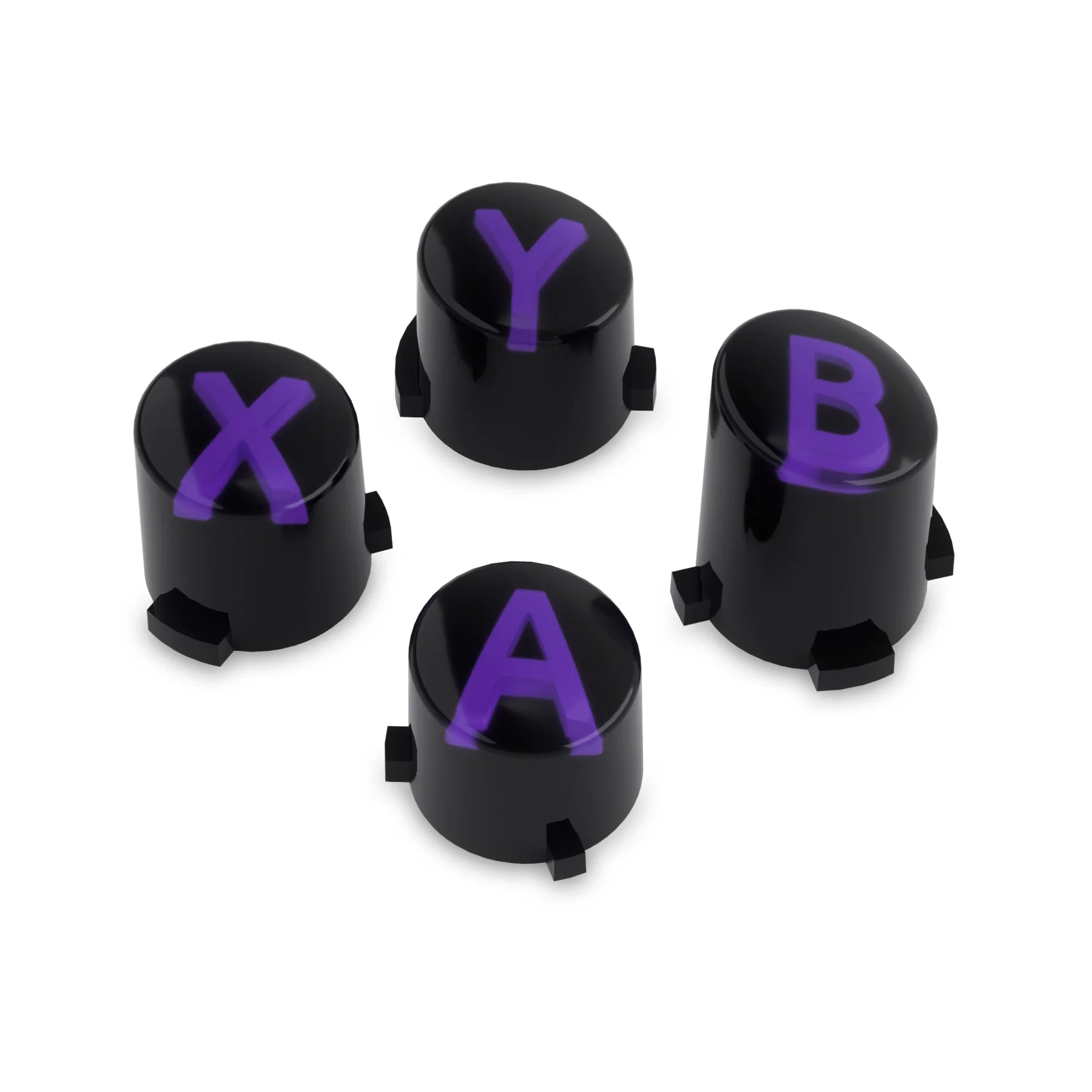 eXtremeRate Three-Tone ABXY Action Buttons with Classic Symbols for Xbox Series X/S Controller & Xbox One X/S & Xbox One Elite V1/V2 Controller - Black & Clear & Purple - Image 2