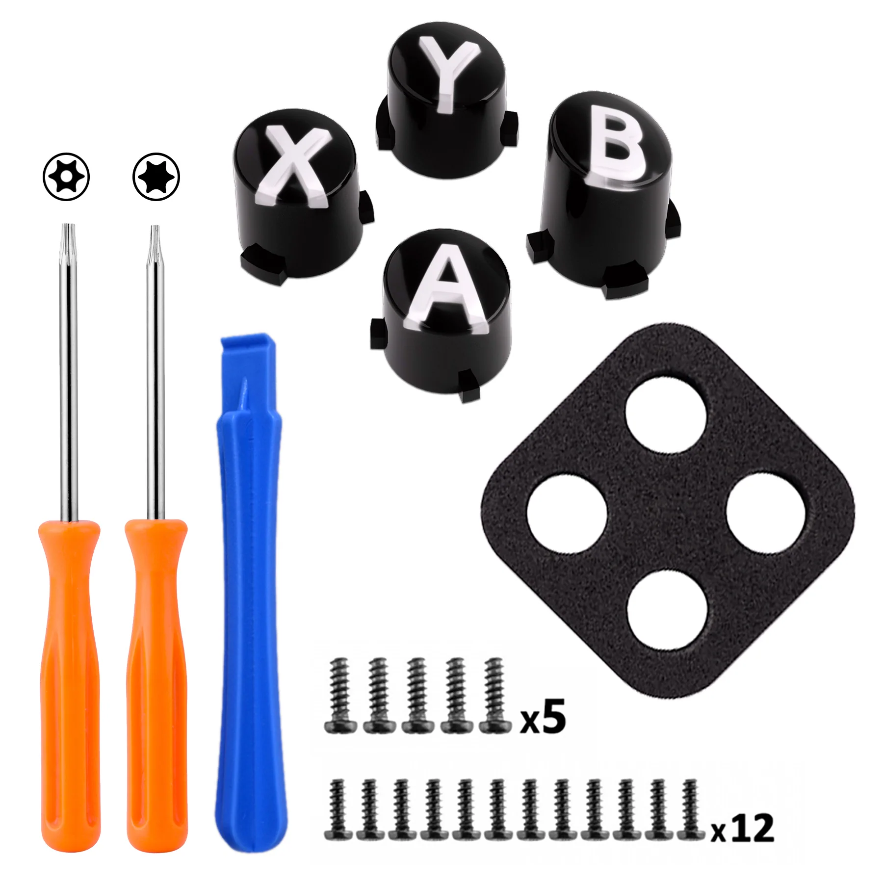 eXtremeRate Three-Tone ABXY Action Buttons with Classic Symbols for Xbox Series X/S Controller & Xbox One X/S & Xbox One Elite V1/V2 Controller - Black & Clear & White - Image 3