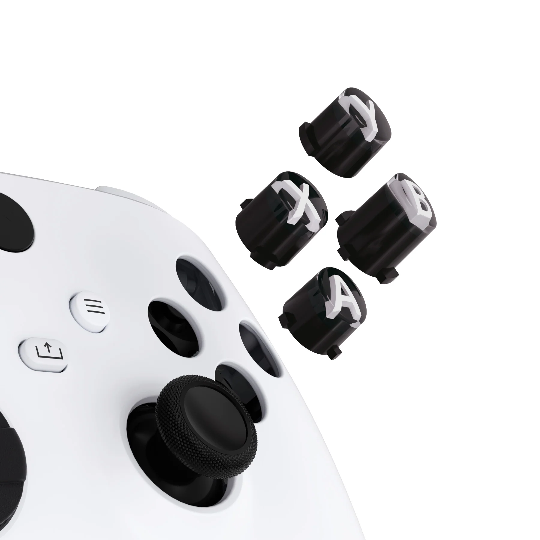 eXtremeRate Three-Tone ABXY Action Buttons with Classic Symbols for Xbox Series X/S Controller & Xbox One X/S & Xbox One Elite V1/V2 Controller - Black & Clear & White - Image 4