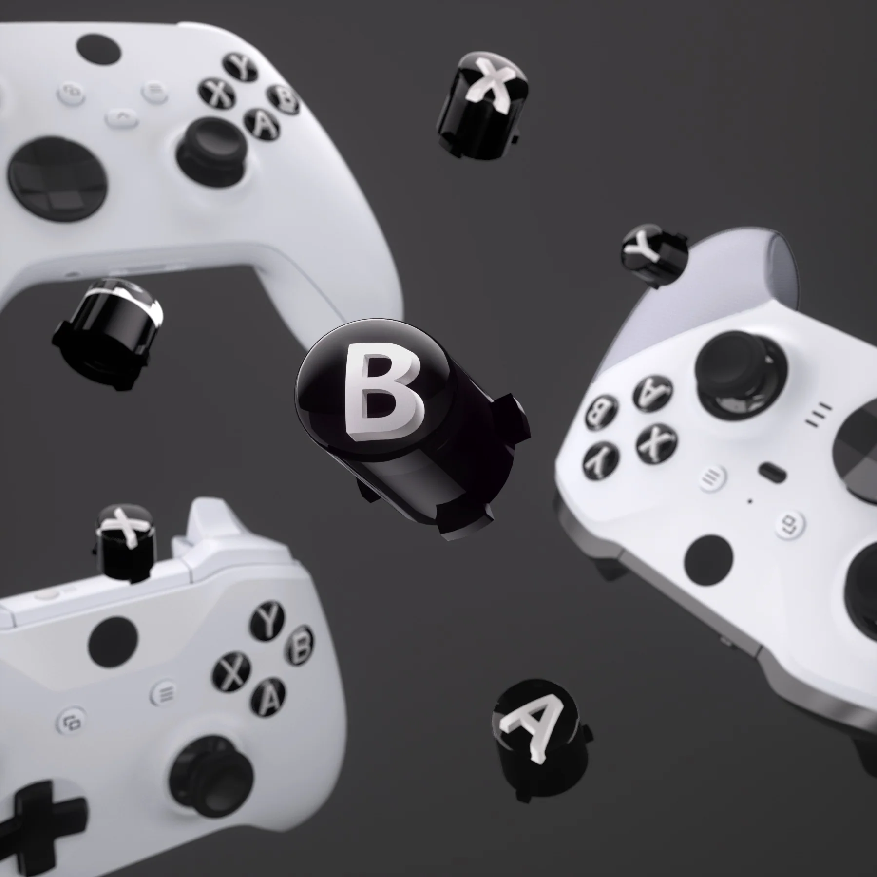eXtremeRate Three-Tone ABXY Action Buttons with Classic Symbols for Xbox Series X/S Controller & Xbox One X/S & Xbox One Elite V1/V2 Controller - Black & Clear & White - Image 5