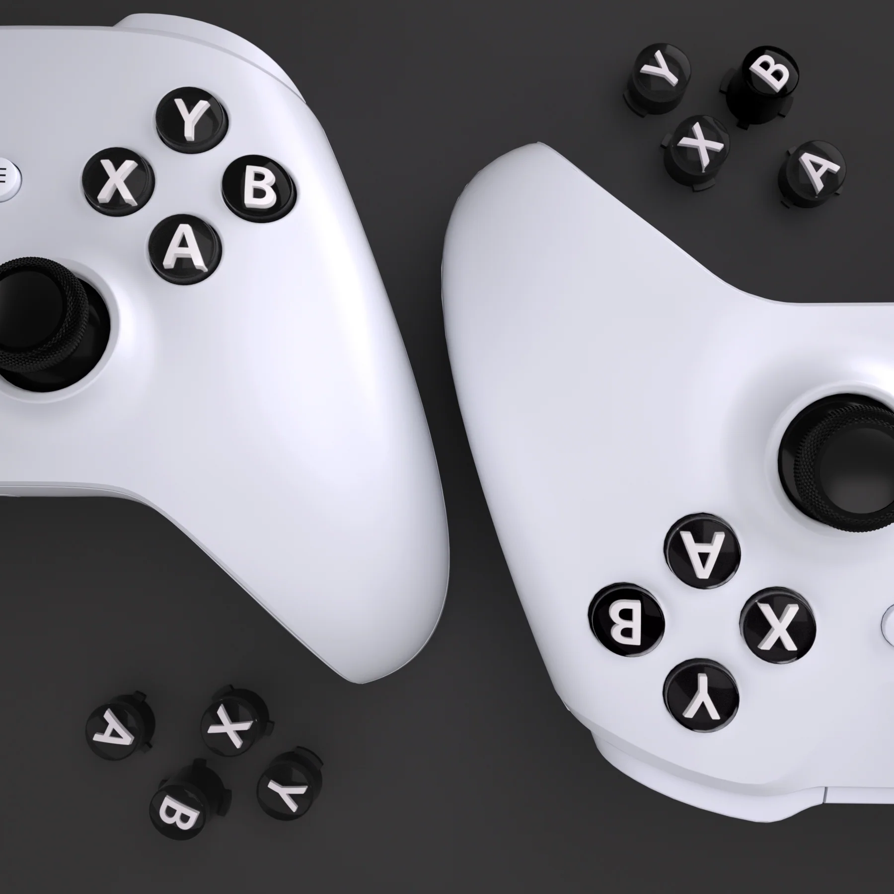 eXtremeRate Three-Tone ABXY Action Buttons with Classic Symbols for Xbox Series X/S Controller & Xbox One X/S & Xbox One Elite V1/V2 Controller - Black & Clear & White - Image 6