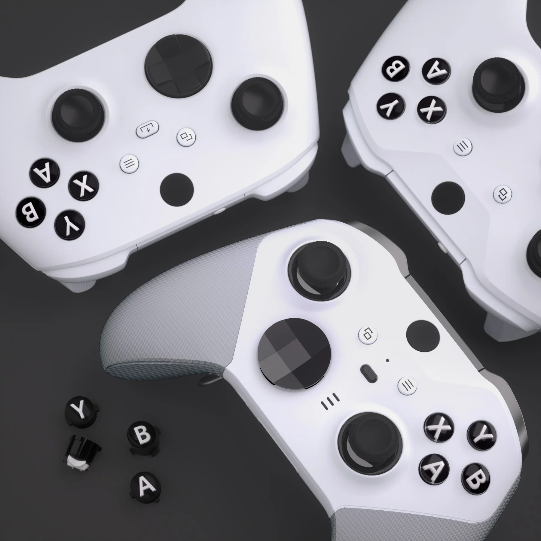 eXtremeRate Three-Tone ABXY Action Buttons with Classic Symbols for Xbox Series X/S Controller & Xbox One X/S & Xbox One Elite V1/V2 Controller - Black & Clear & White - Image 7