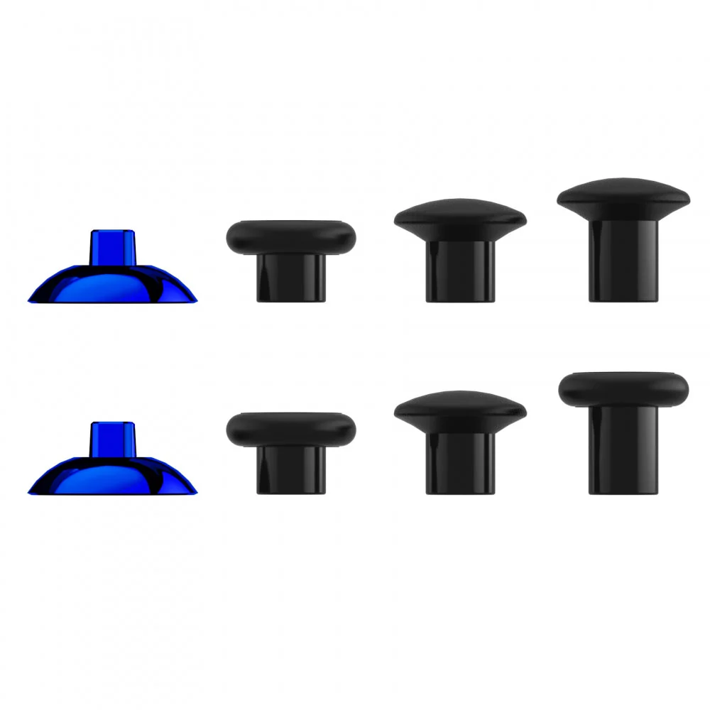 eXtremeRate ThumbsGear Interchangeable Ergonomic Thumbstick with 3 Height Domed and Concave Grips Adjustable Joystick for PS5 & PS4 Controller - Chrome Glossy Blue & Black - Image 5
