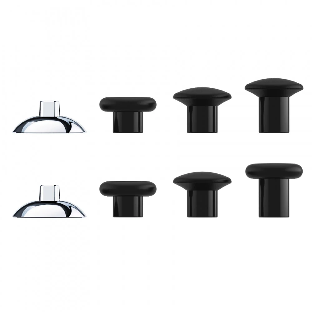 eXtremeRate ThumbsGear Interchangeable Ergonomic Thumbstick with 3 Height Domed and Concave Grips Adjustable Joystick for PS5 & PS4 Controller - Chrome Glossy Silver & Black - Image 5
