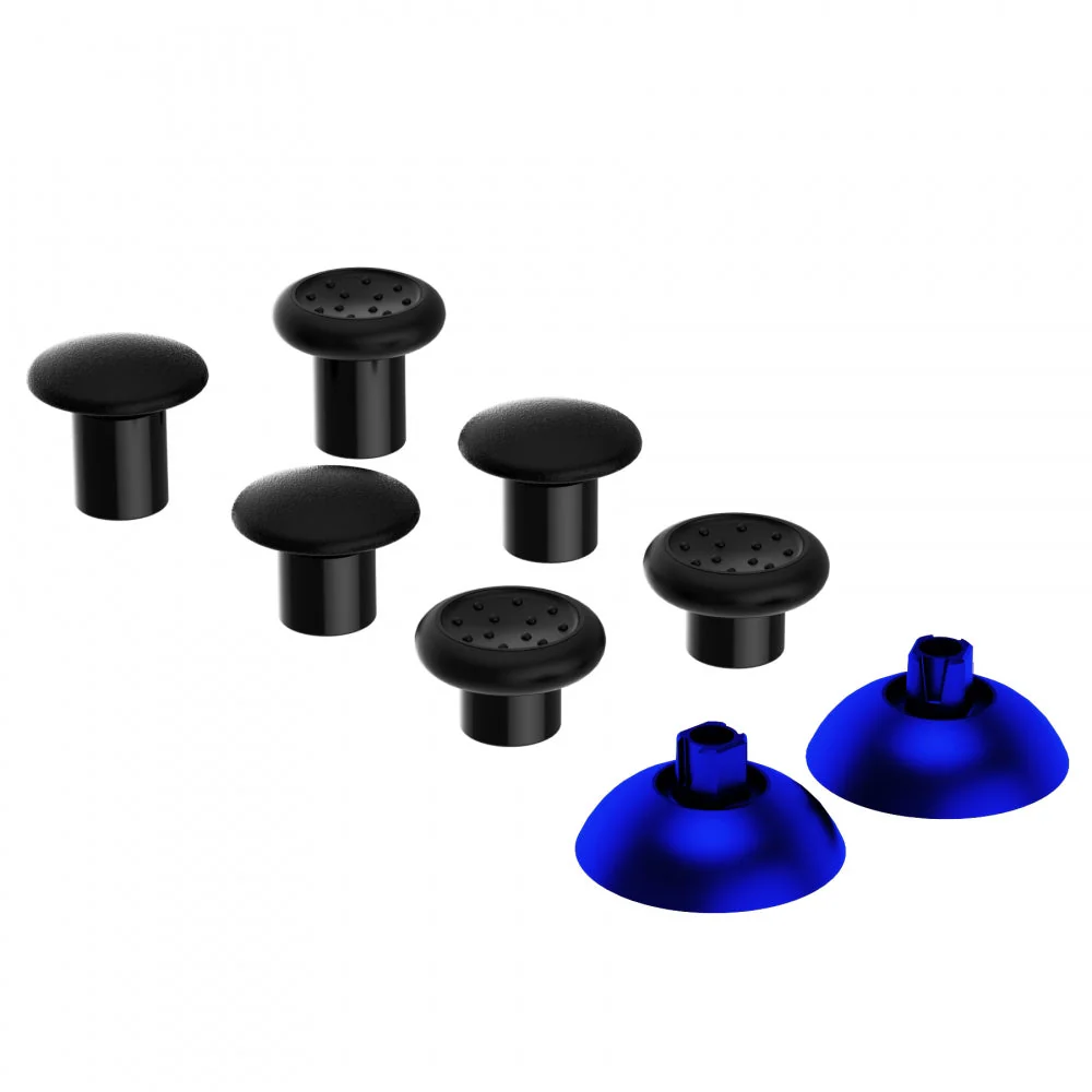 eXtremeRate ThumbsGear Interchangeable Ergonomic Thumbstick with 3 Height Domed and Concave Grips Adjustable Joystick for PS5 & PS4 Controller - Chrome Blue & Black - Image 6