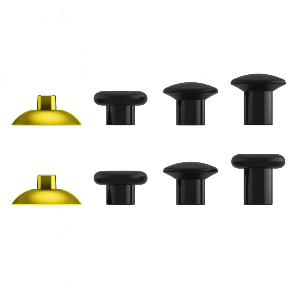 eXtremeRate ThumbsGear Interchangeable Ergonomic Thumbstick with 3 Height Domed and Concave Grips Adjustable Joystick for PS5 & PS4 Controller - Chrome Gold & Black - Image 5