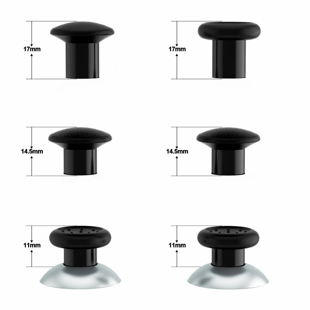 eXtremeRate ThumbsGear Interchangeable Ergonomic Thumbstick with 3 Height Domed and Concave Grips Adjustable Joystick for PS5 & PS4 Controller - Chrome Silver & Black - Image 4