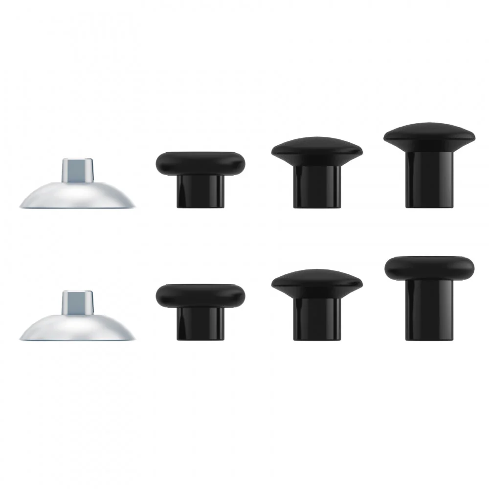 eXtremeRate ThumbsGear Interchangeable Ergonomic Thumbstick with 3 Height Domed and Concave Grips Adjustable Joystick for PS5 & PS4 Controller - Chrome Silver & Black - Image 5