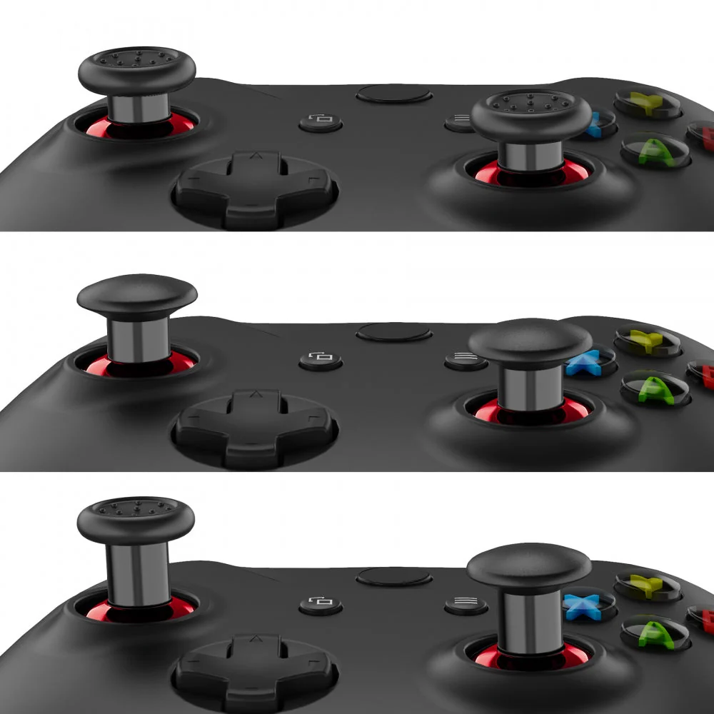 eXtremeRate ThumbsGear Interchangeable Ergonomic Thumbstick for Xbox Series X/S Controller & Xbox One Controller & Xbox One Elite Controller & Xbox One X/S Controller - Chrome Glossy Red - Image 2