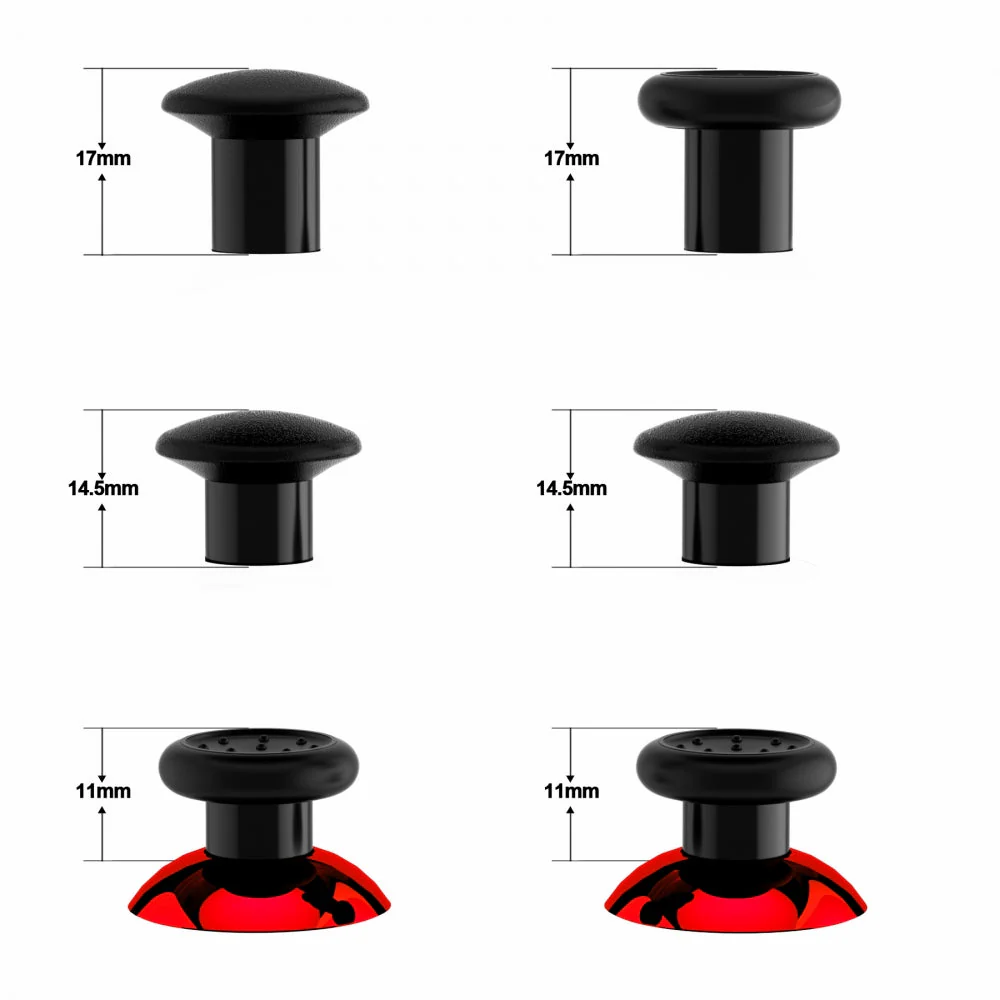 eXtremeRate ThumbsGear Interchangeable Ergonomic Thumbstick for Xbox Series X/S Controller & Xbox One Controller & Xbox One Elite Controller & Xbox One X/S Controller - Chrome Glossy Red - Image 3