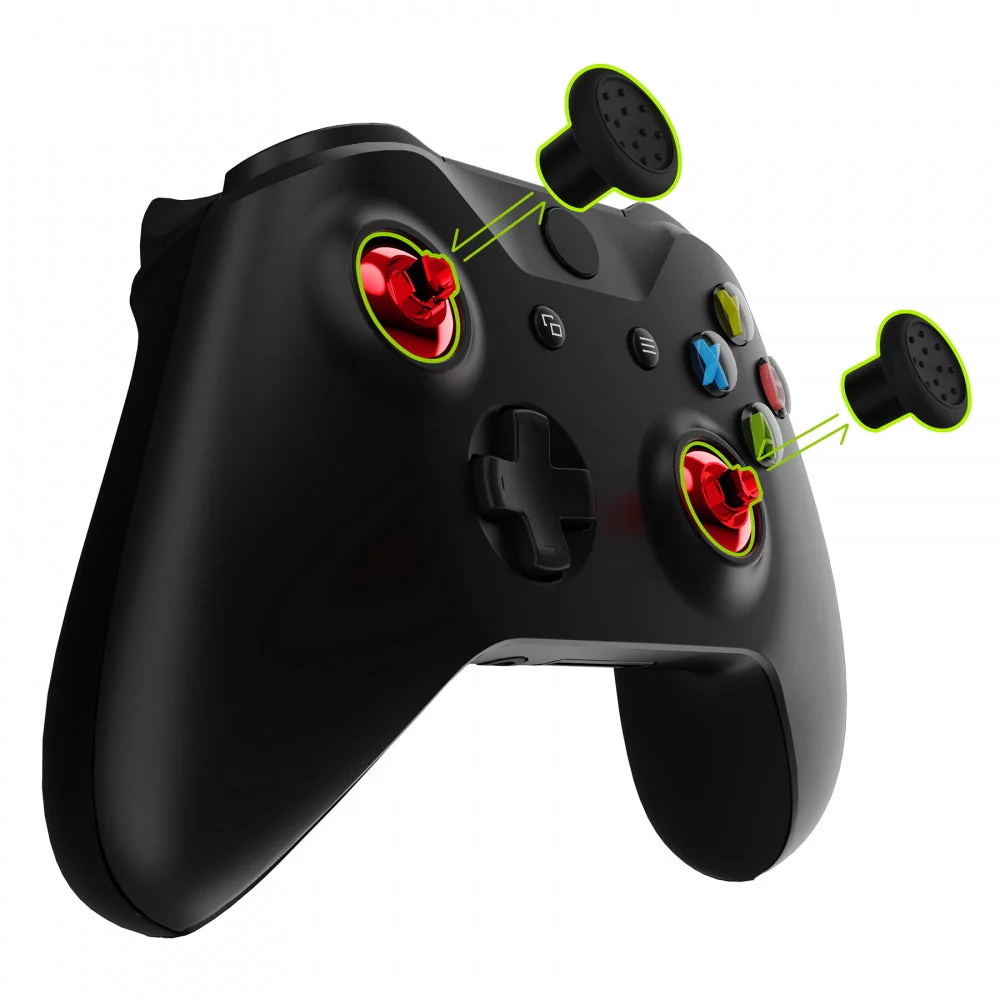 eXtremeRate ThumbsGear Interchangeable Ergonomic Thumbstick for Xbox Series X/S Controller & Xbox One Controller & Xbox One Elite Controller & Xbox One X/S Controller - Chrome Glossy Red - Image 5