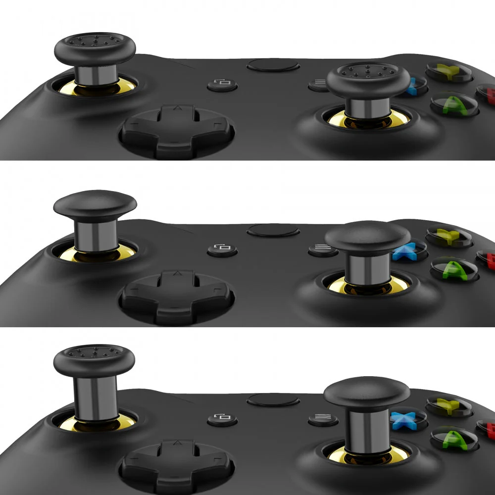 eXtremeRate ThumbsGear Interchangeable Ergonomic Thumbstick for Xbox Series X/S Controller & Xbox One Controller & Xbox One Elite Controller & Xbox One X/S Controller - Chrome Glossy Gold - Image 2