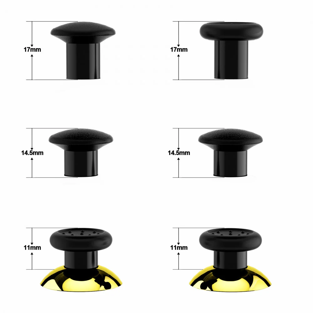 eXtremeRate ThumbsGear Interchangeable Ergonomic Thumbstick for Xbox Series X/S Controller & Xbox One Controller & Xbox One Elite Controller & Xbox One X/S Controller - Chrome Glossy Gold - Image 3