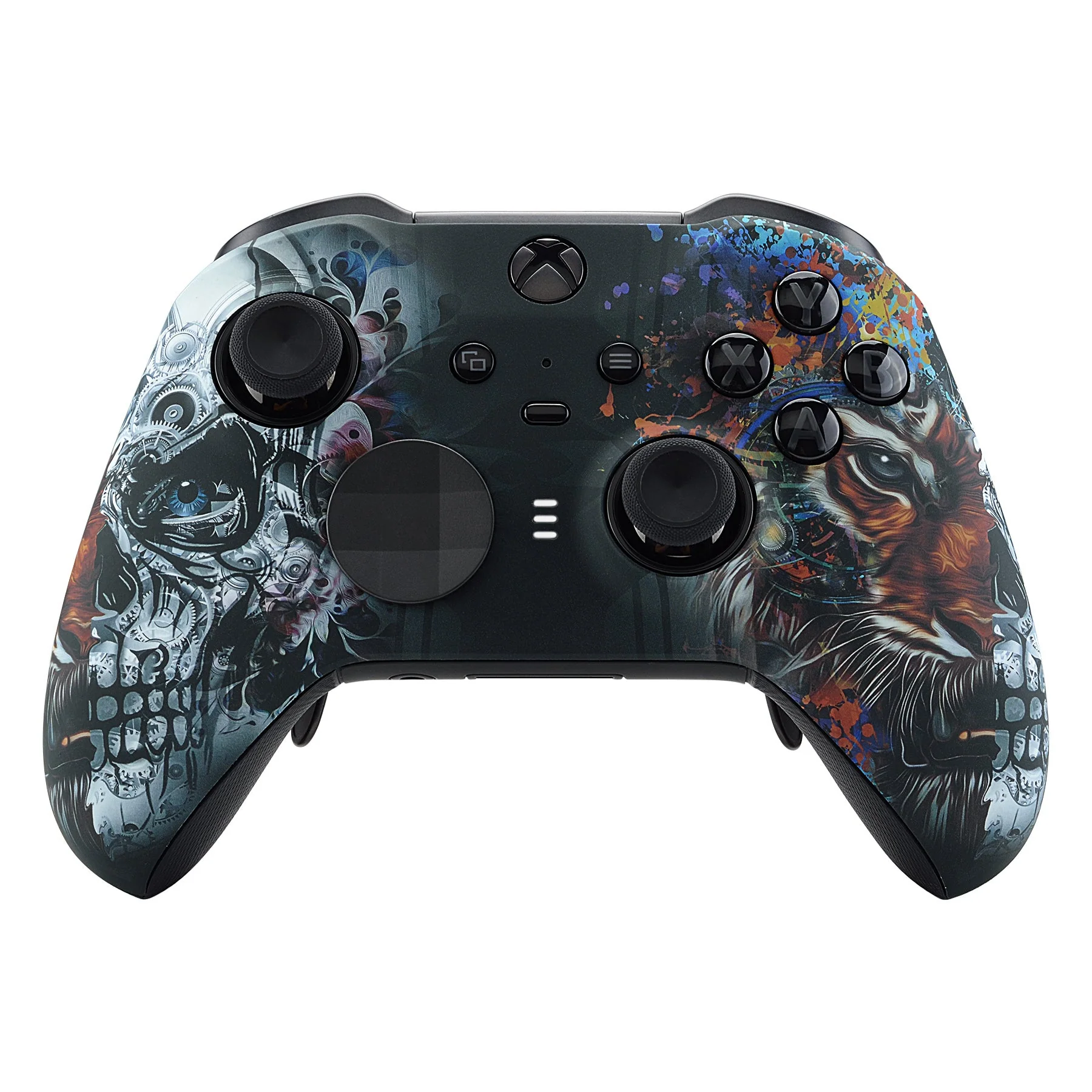 eXtremeRate Replacement Front Housing Shell Case with Accent Rings for Xbox One Elite Series 2 & Elite 2 Core Controller (Model 1797) - Tiger Skull - Image 2